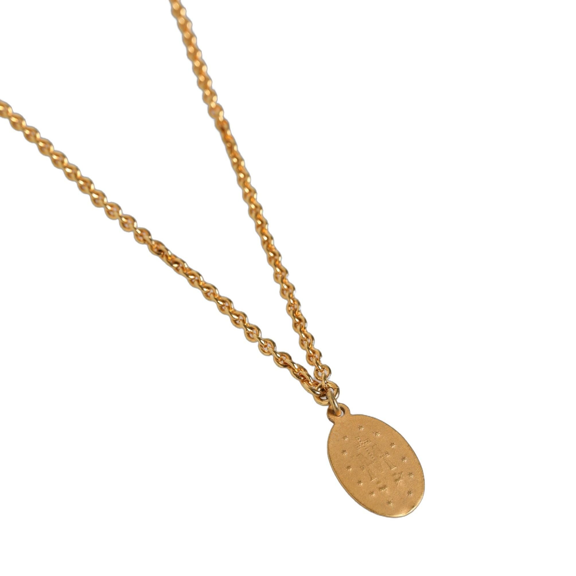 Dolce & Gabbana Gold Tone Brass Virgin Mary Medallion Pendant Necklace