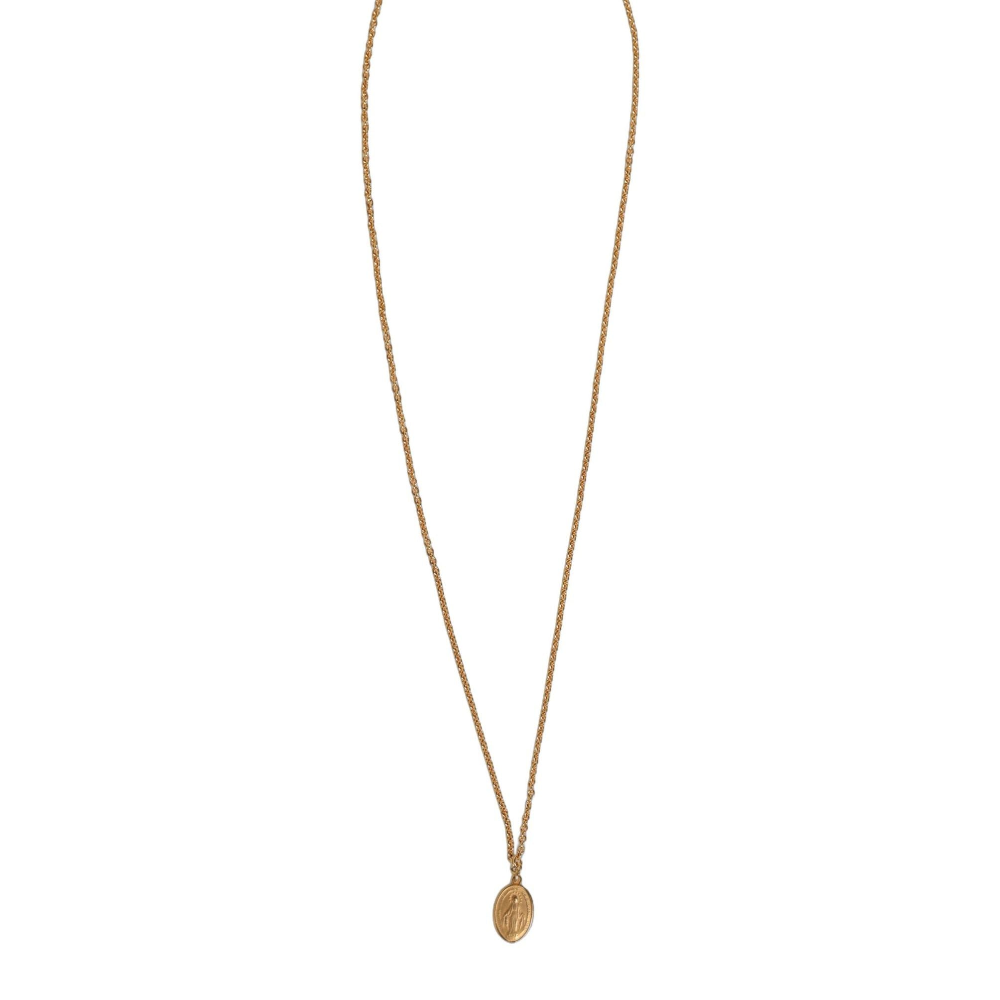 Dolce & Gabbana Gold Tone Brass Virgin Mary Medallion Pendant Necklace