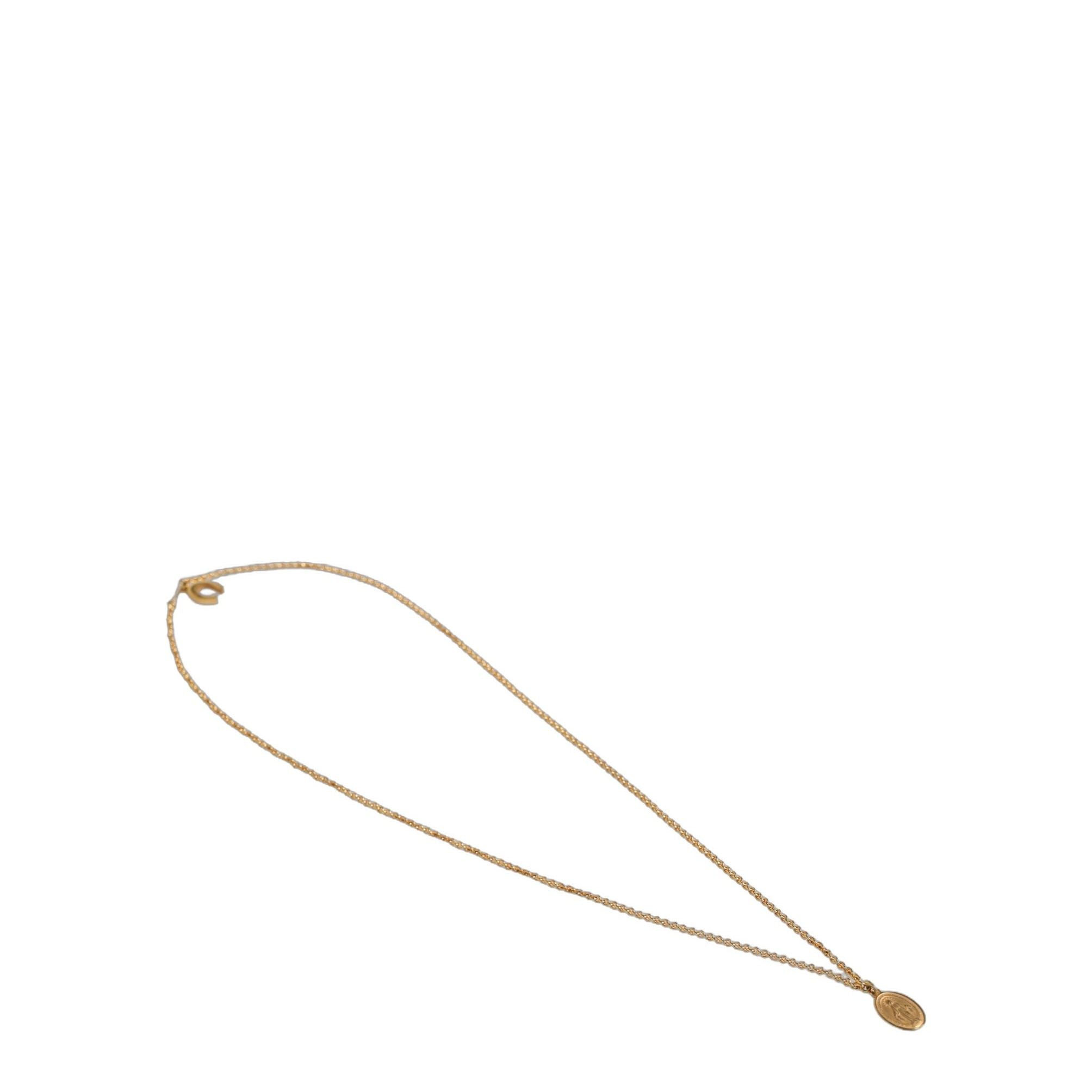 Dolce & Gabbana Gold Tone Brass Virgin Mary Medallion Pendant Necklace