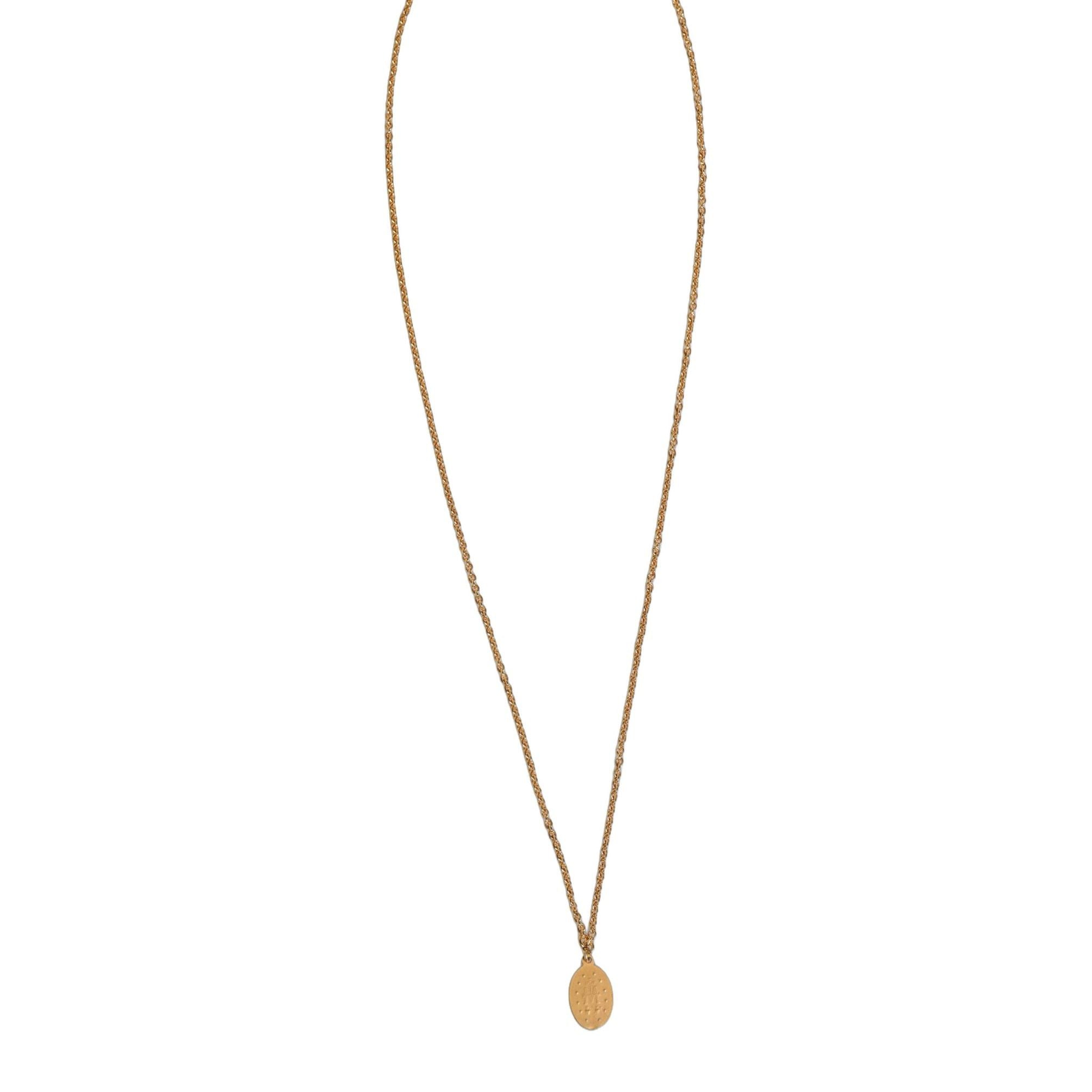 Dolce & Gabbana Gold Tone Brass Virgin Mary Medallion Pendant Necklace