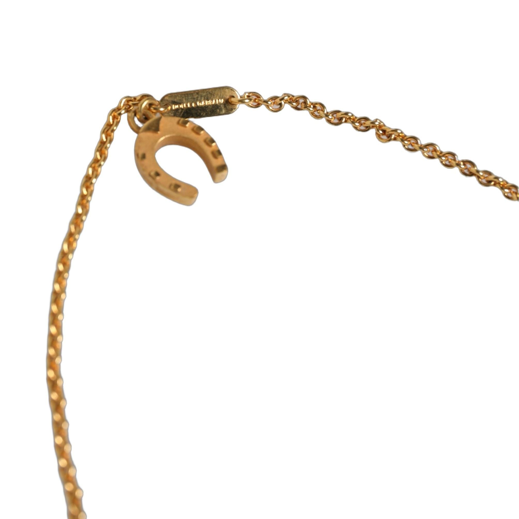 Dolce & Gabbana Gold Tone Brass Virgin Mary Medallion Pendant Necklace