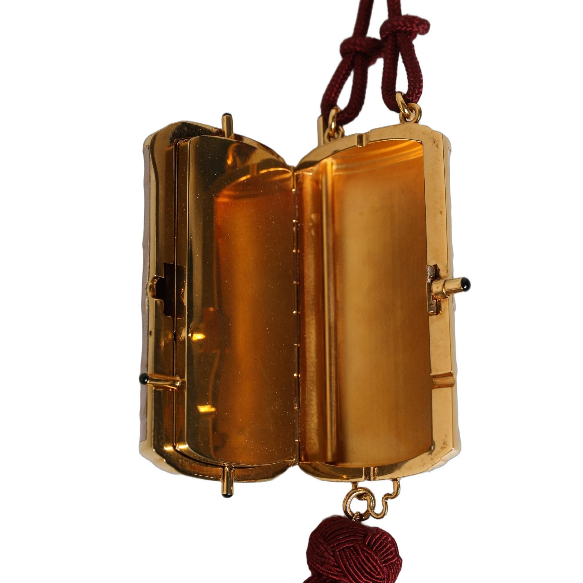 Dolce & Gabbana Pink Exotic Leather Mini Mirror Tassel Makeup Bag