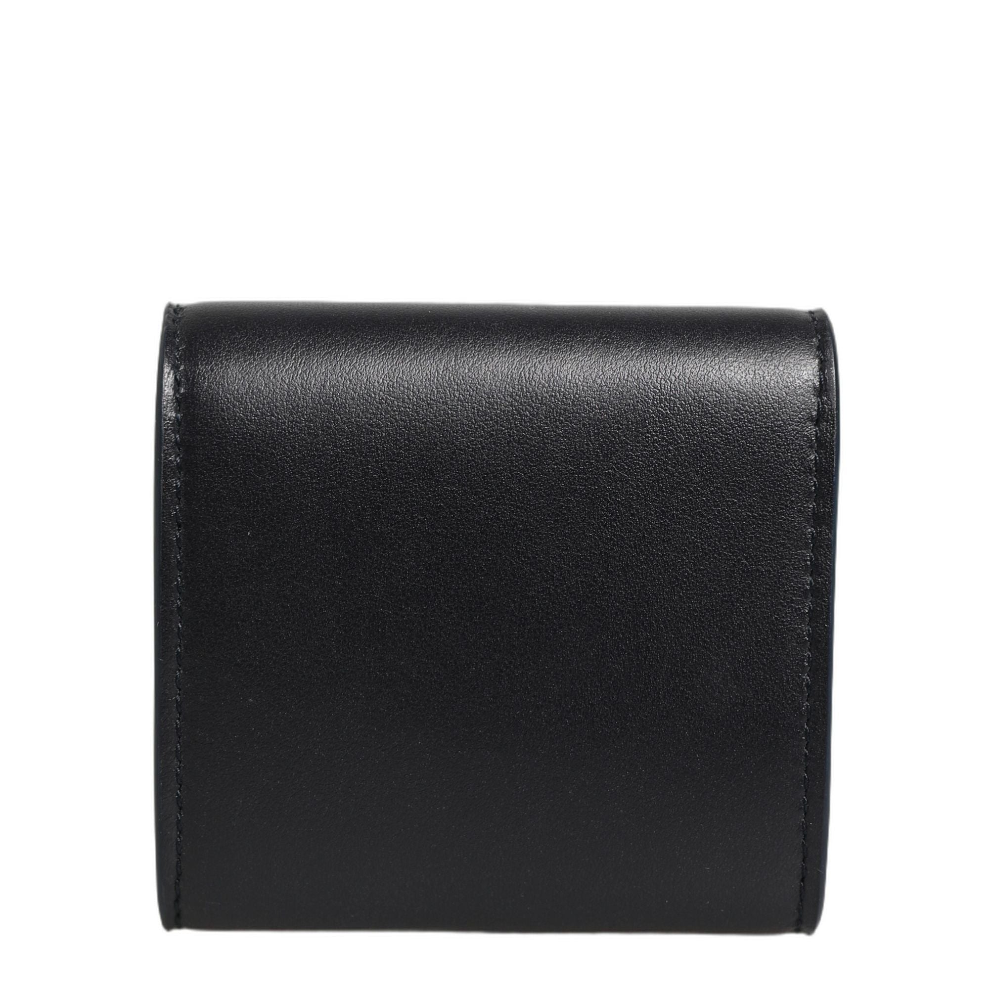 Dolce & Gabbana Black Calfskin Leather Logo Print Bifold CoinPurse Wallet