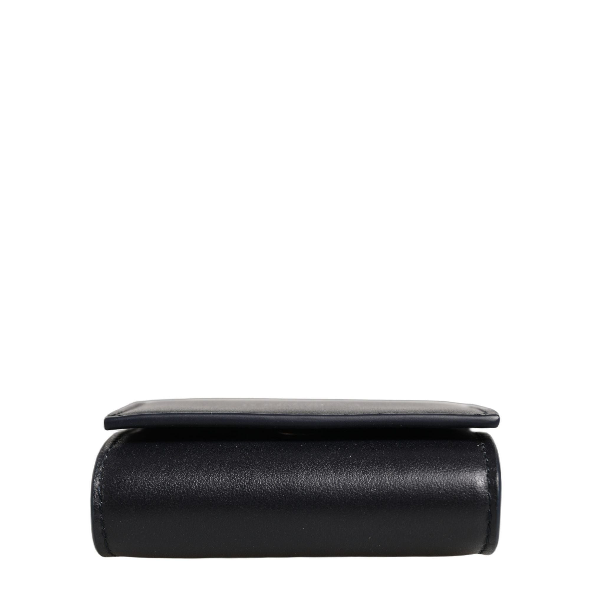 Dolce & Gabbana Black Calfskin Leather Logo Print Bifold CoinPurse Wallet