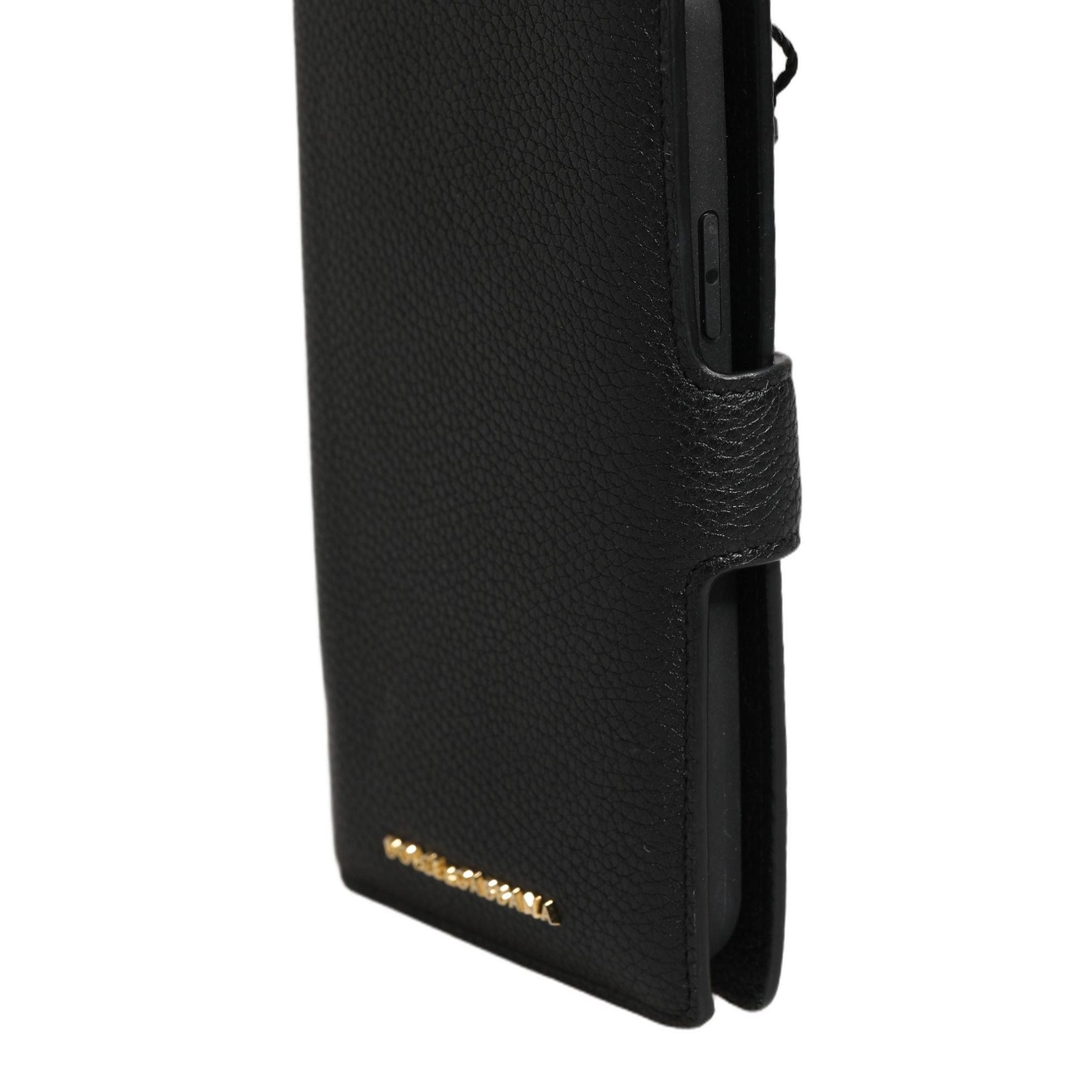 Dolce & Gabbana Case Flip Cover Black Calf Leather iPhone11 PRO Phone