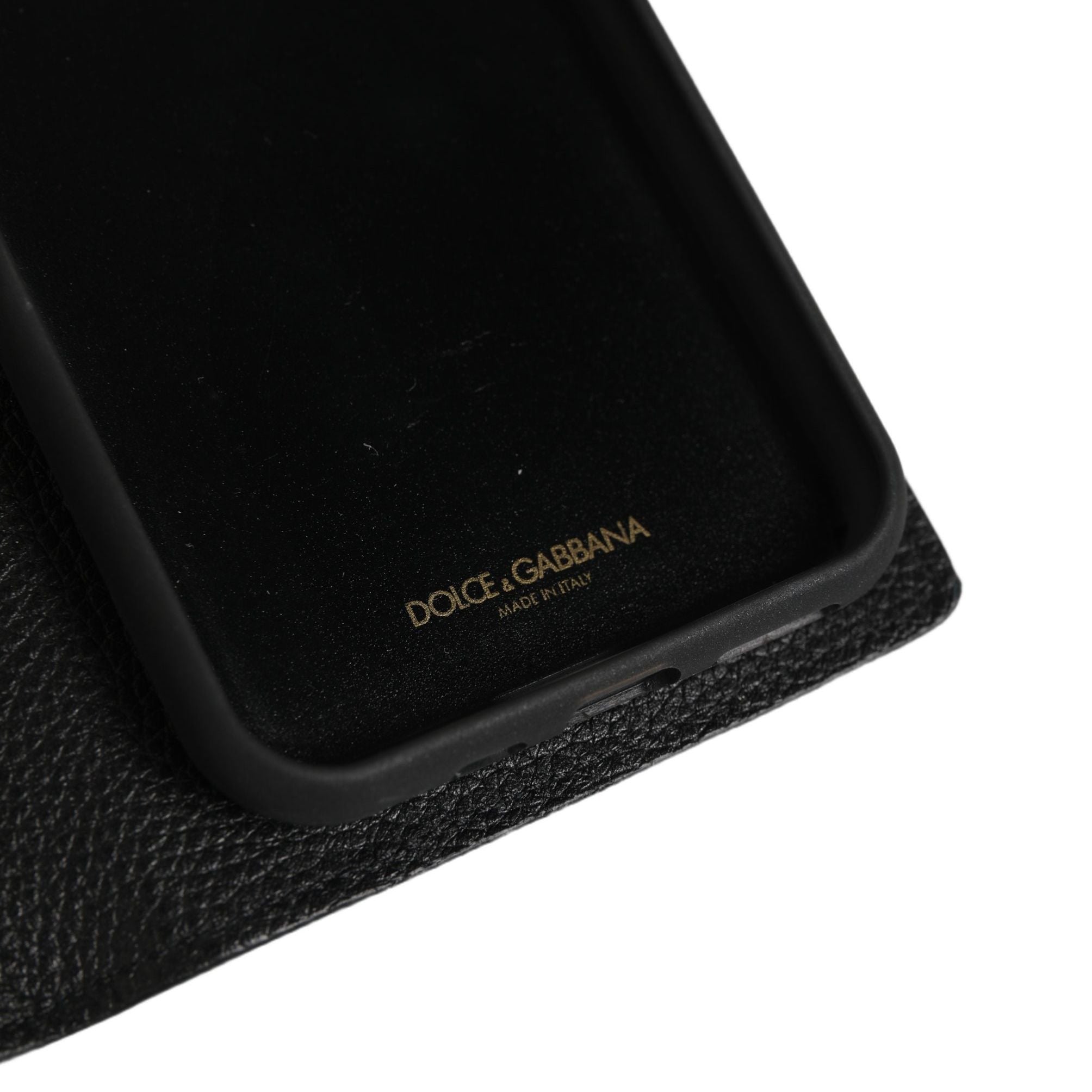Dolce & Gabbana Case Flip Cover Black Calf Leather iPhone11 PRO Phone
