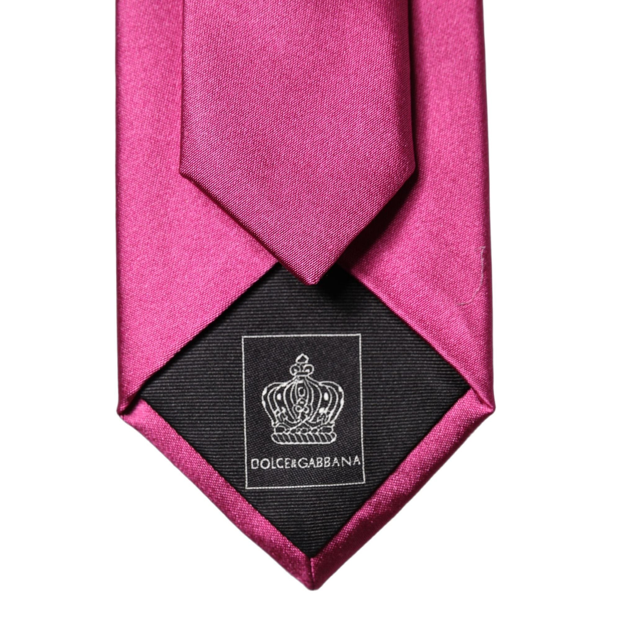 Dolce & Gabbana Fuchsia Pink Silk Satin Wide Adjustable Men Necktie Tie