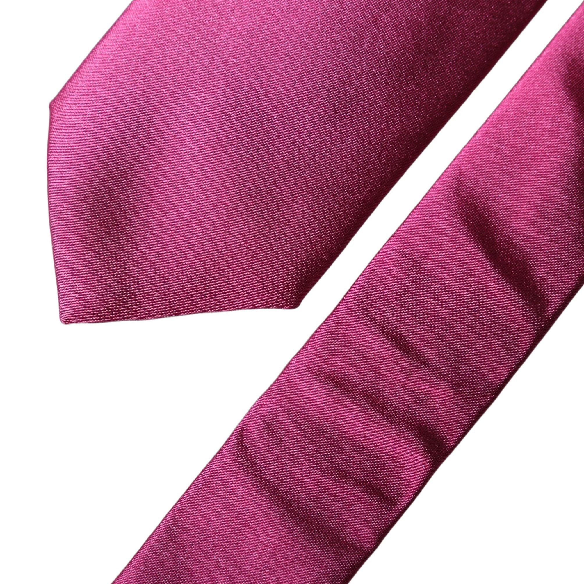 Dolce & Gabbana Fuchsia Pink Silk Satin Wide Adjustable Men Necktie Tie
