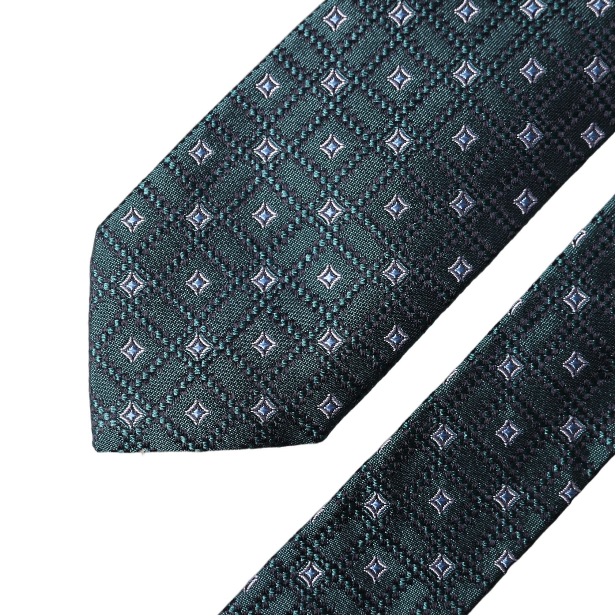 Dolce & Gabbana Dark Green Patterned Silk Adjustable Men Necktie Tie