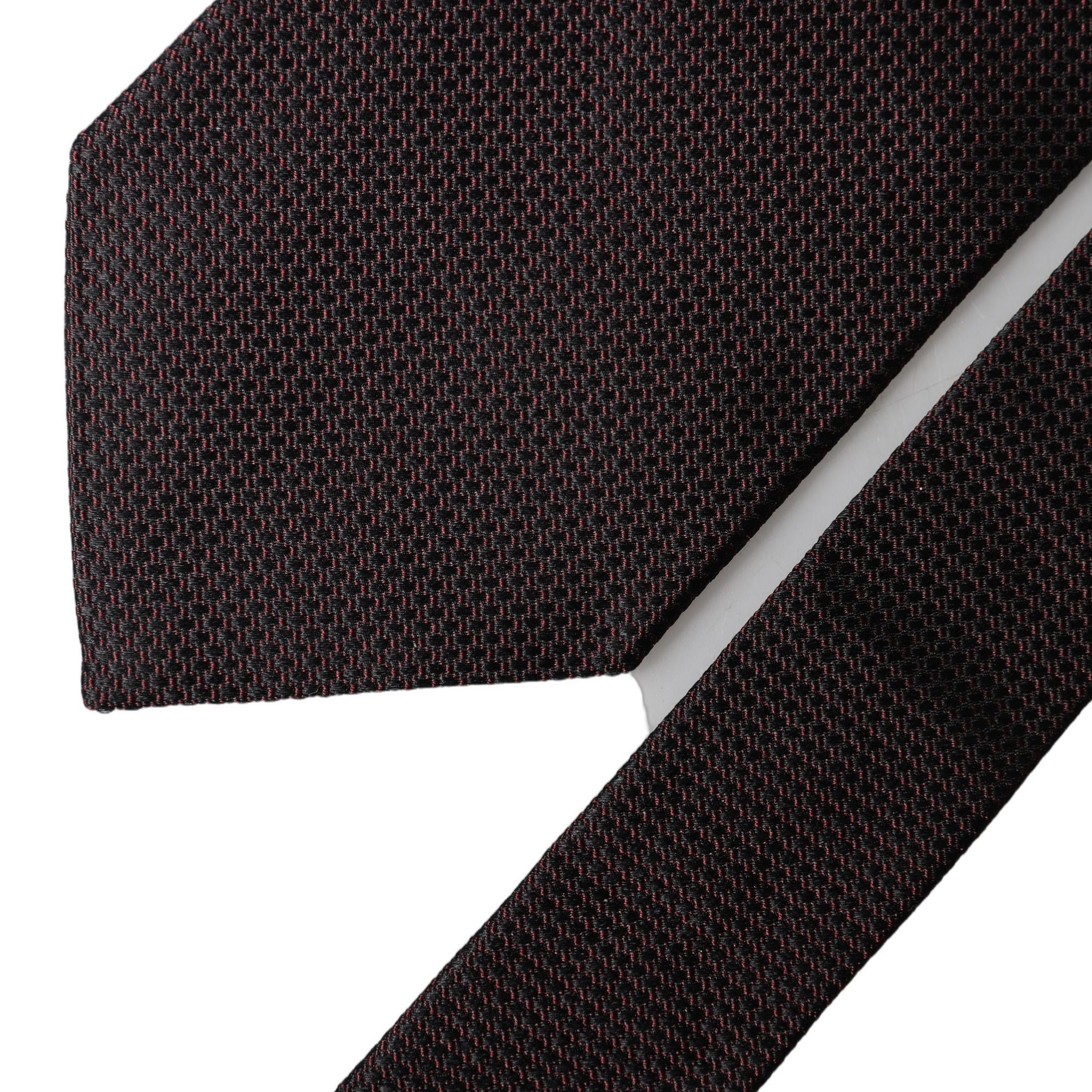 Dolce & Gabbana Black Red Patterned 100% Silk Adjustable Men Necktie Tie