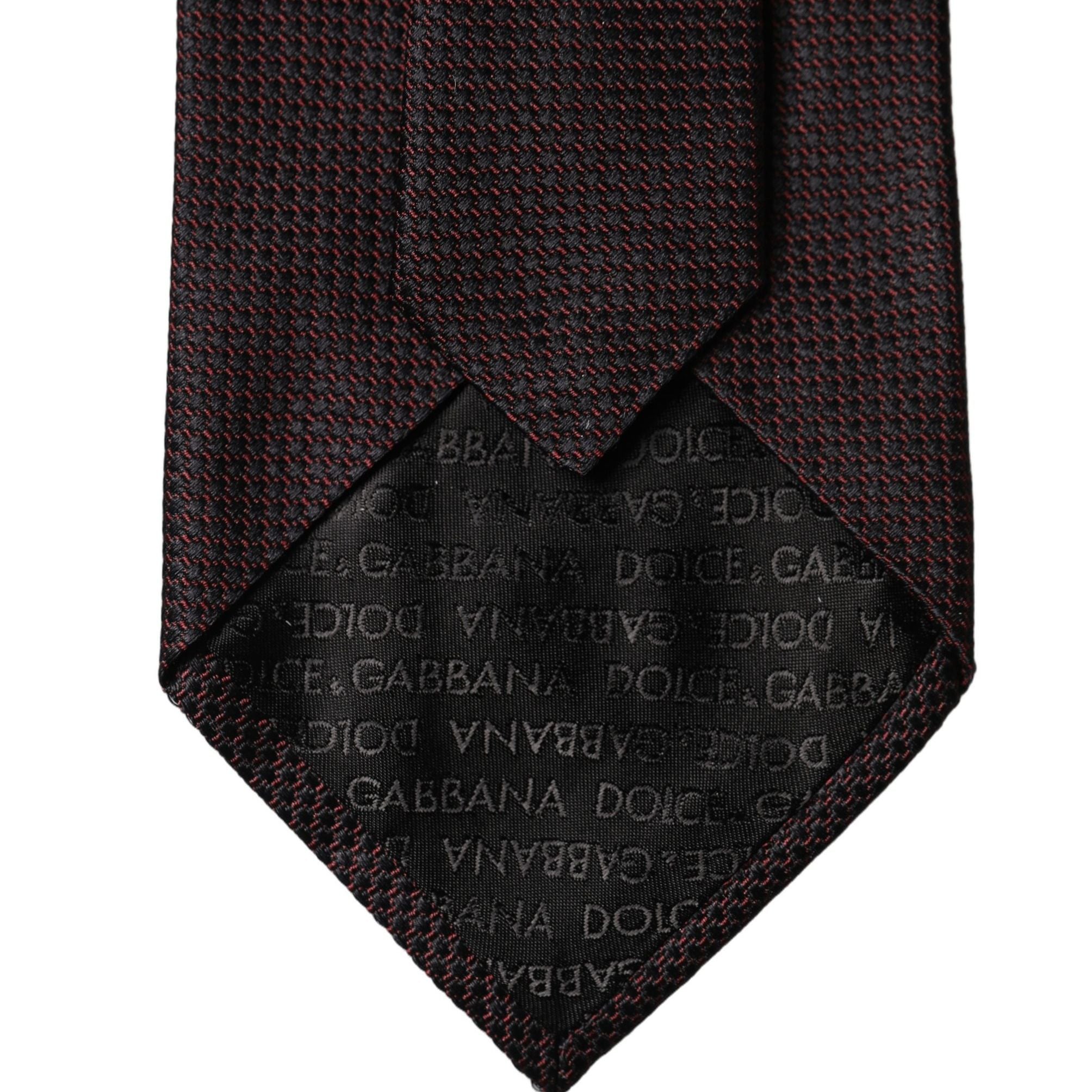 Dolce & Gabbana Black Red Patterned 100% Silk Adjustable Men Necktie Tie