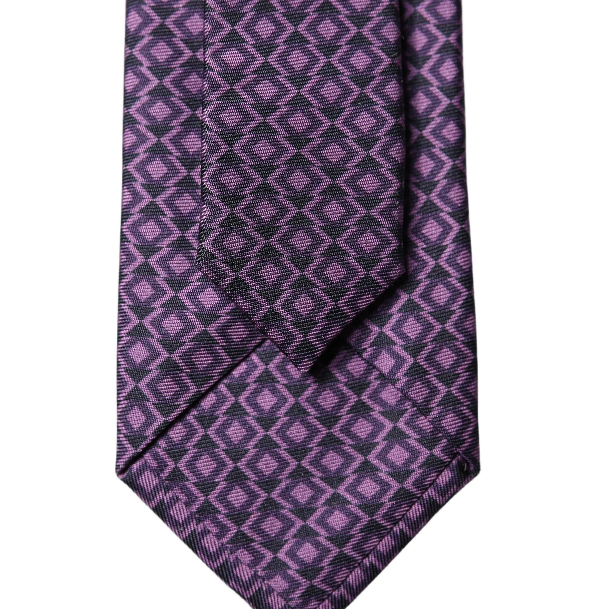 Dolce & Gabbana Purple Patterned 100% Silk Adjustable Men Necktie Tie