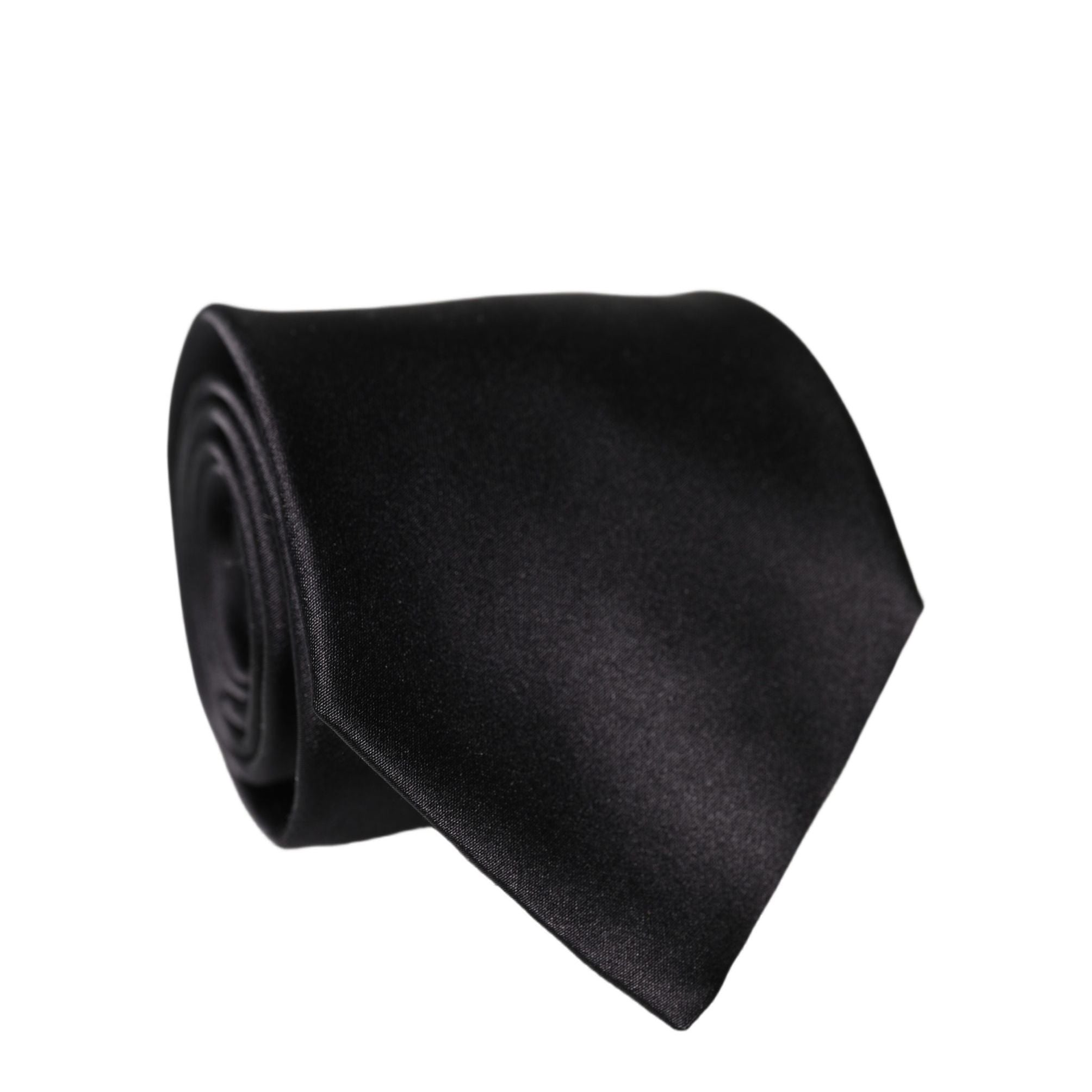 Dolce & Gabbana Black Satin 100% Silk Adjustable Men Tied Necktie Tie
