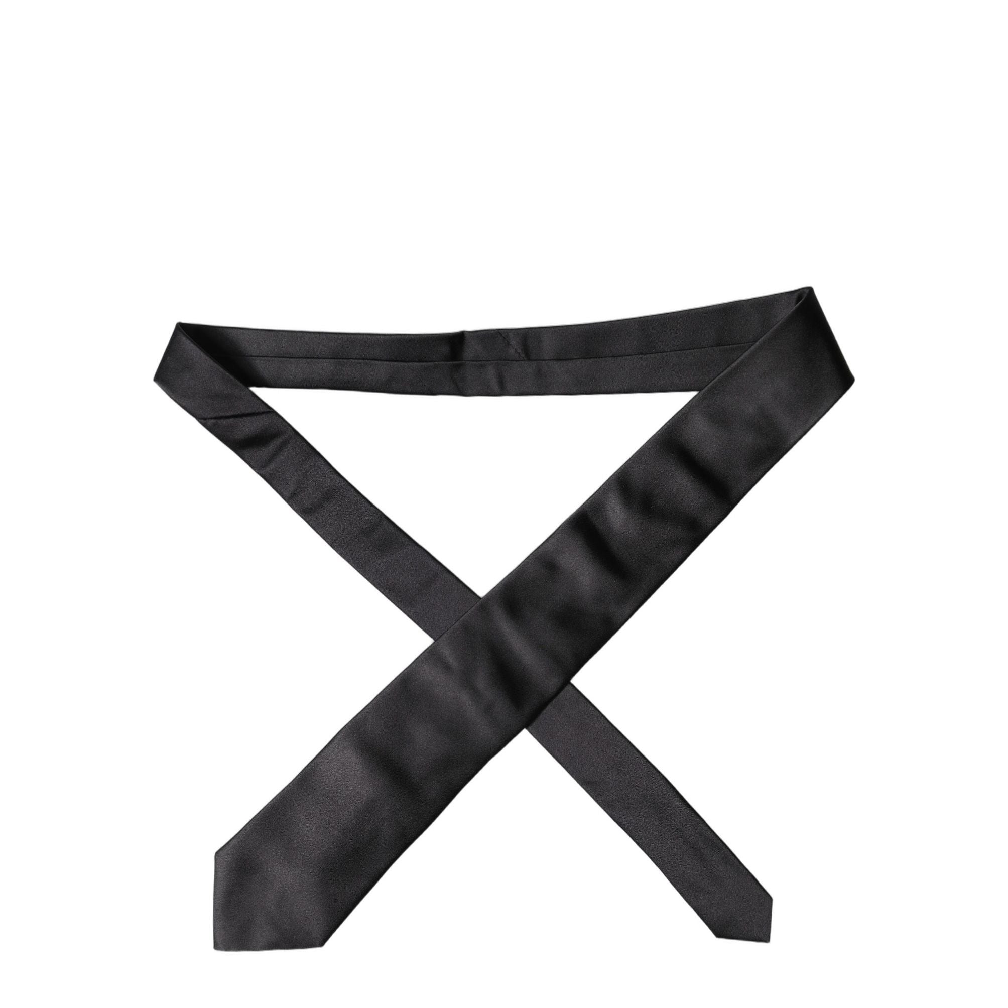 Dolce & Gabbana Black Satin 100% Silk Adjustable Men Tied Necktie Tie