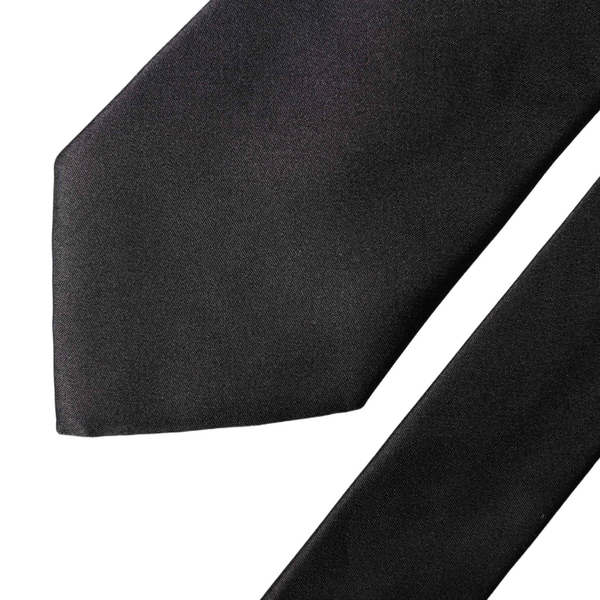 Dolce & Gabbana Black Satin 100% Silk Adjustable Men Tied Necktie Tie