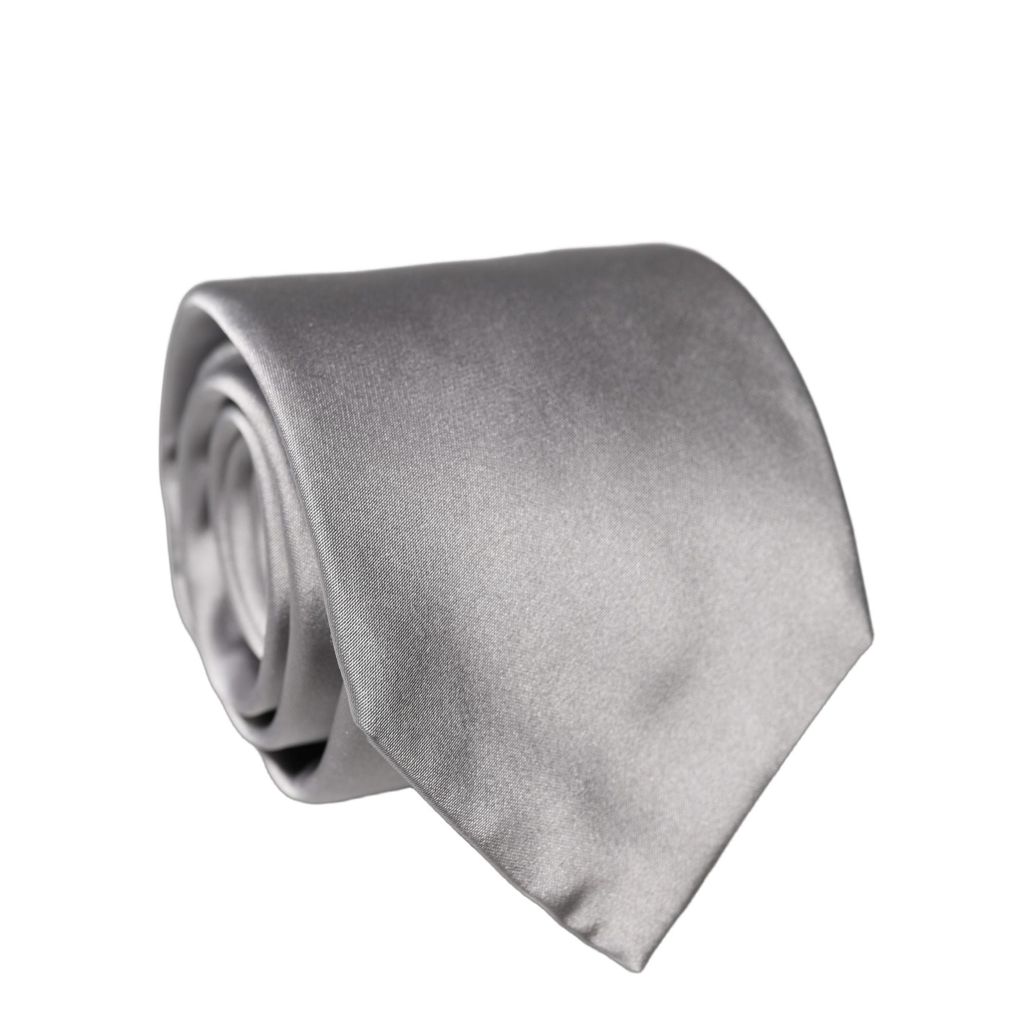 Dolce & Gabbana Gray Satin 100% Silk Adjustable Men Tied Necktie Tie
