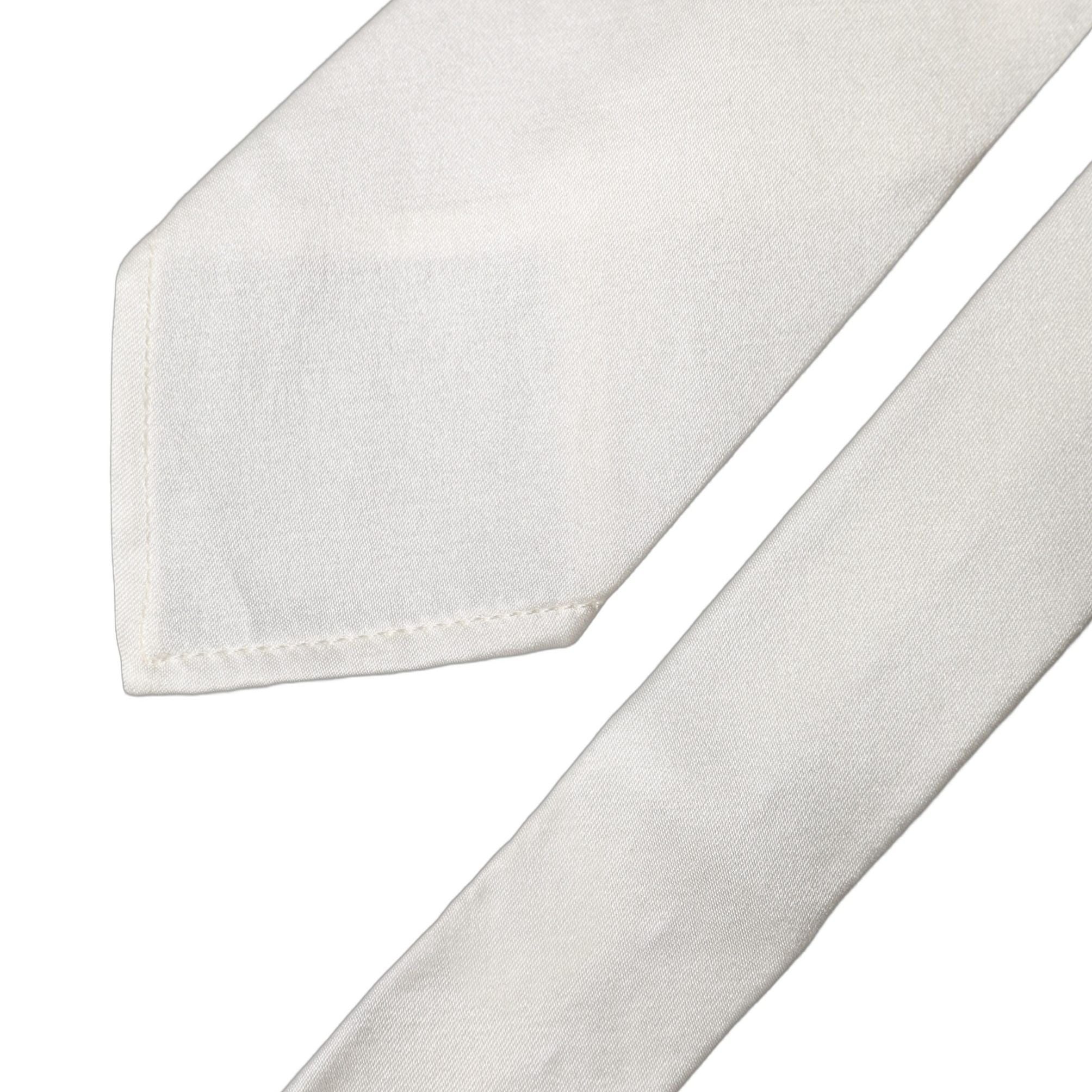 Dolce & Gabbana White Solid Silk Blend Adjustable Men Tied Necktie Tie