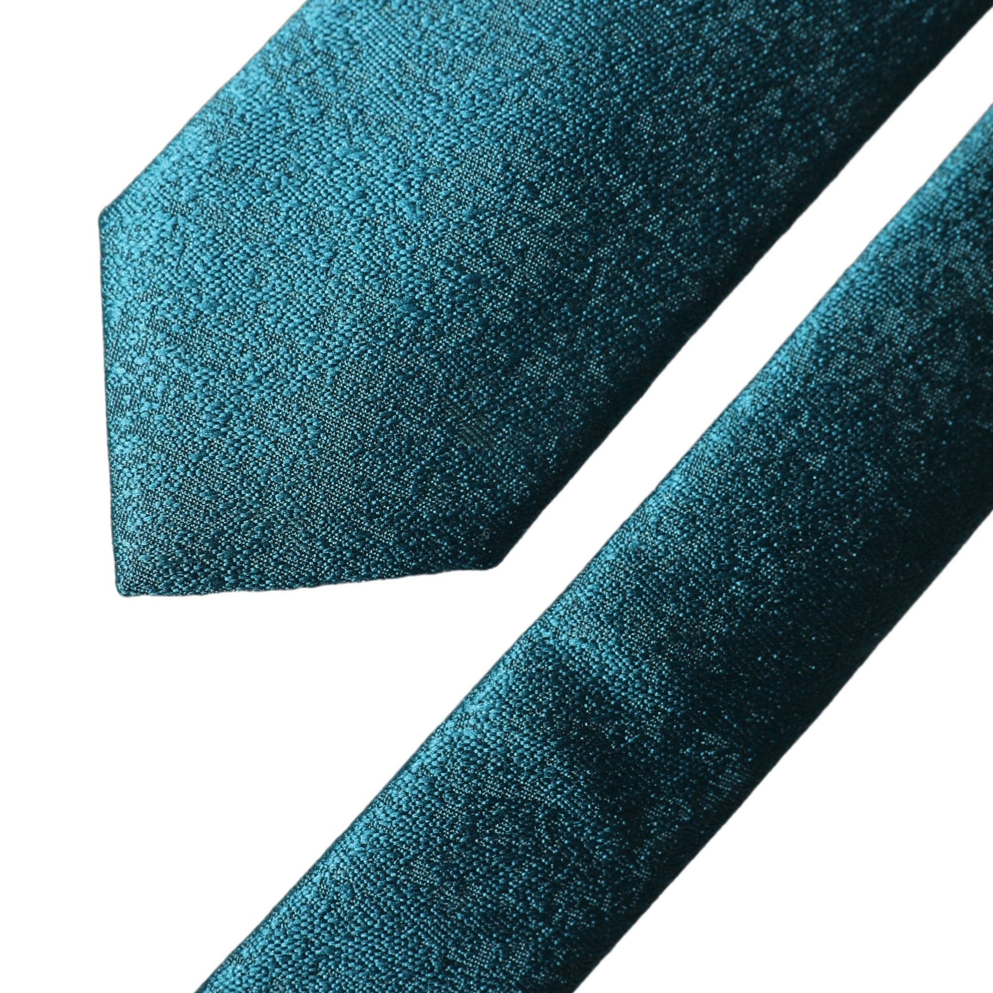 Dolce & Gabbana Deep Teal Solid Silk Adjustable Men Tied Necktie Tie