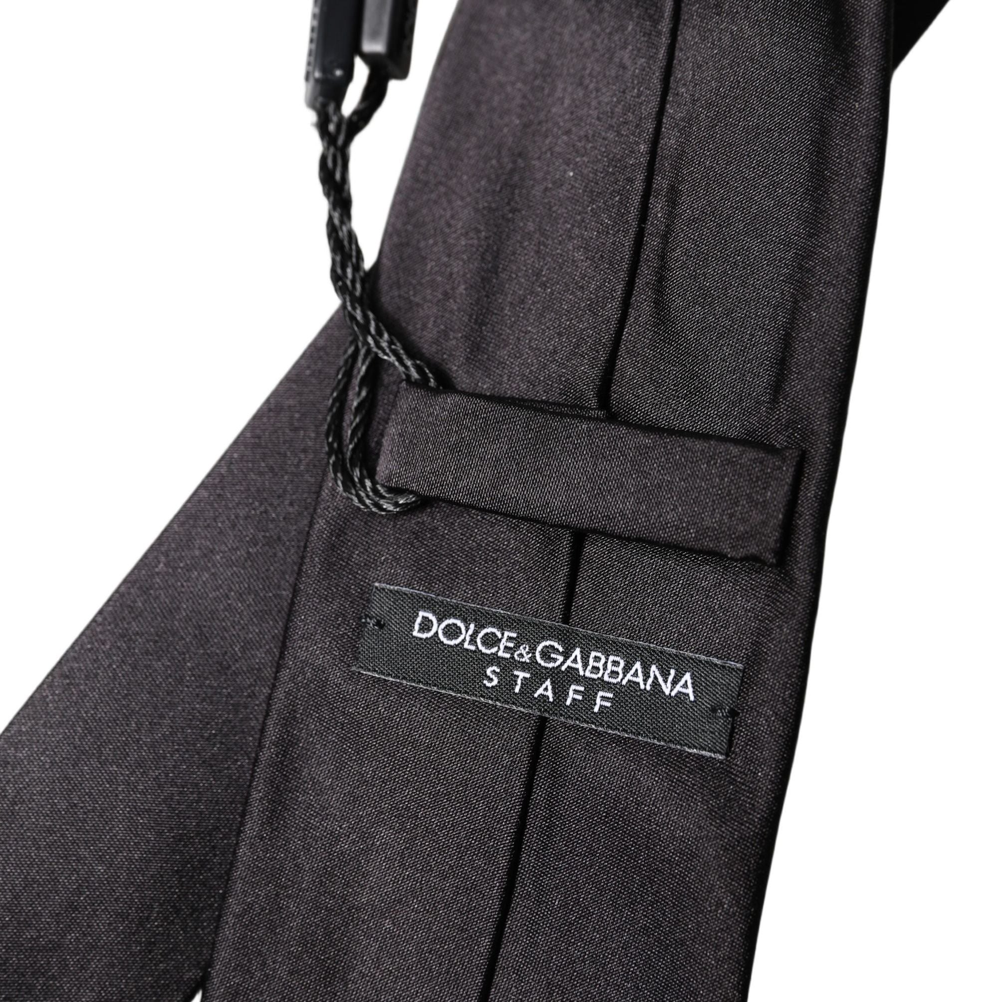 Dolce & Gabbana Black Solid 100% Silk Adjustable Men Tied Necktie Tie