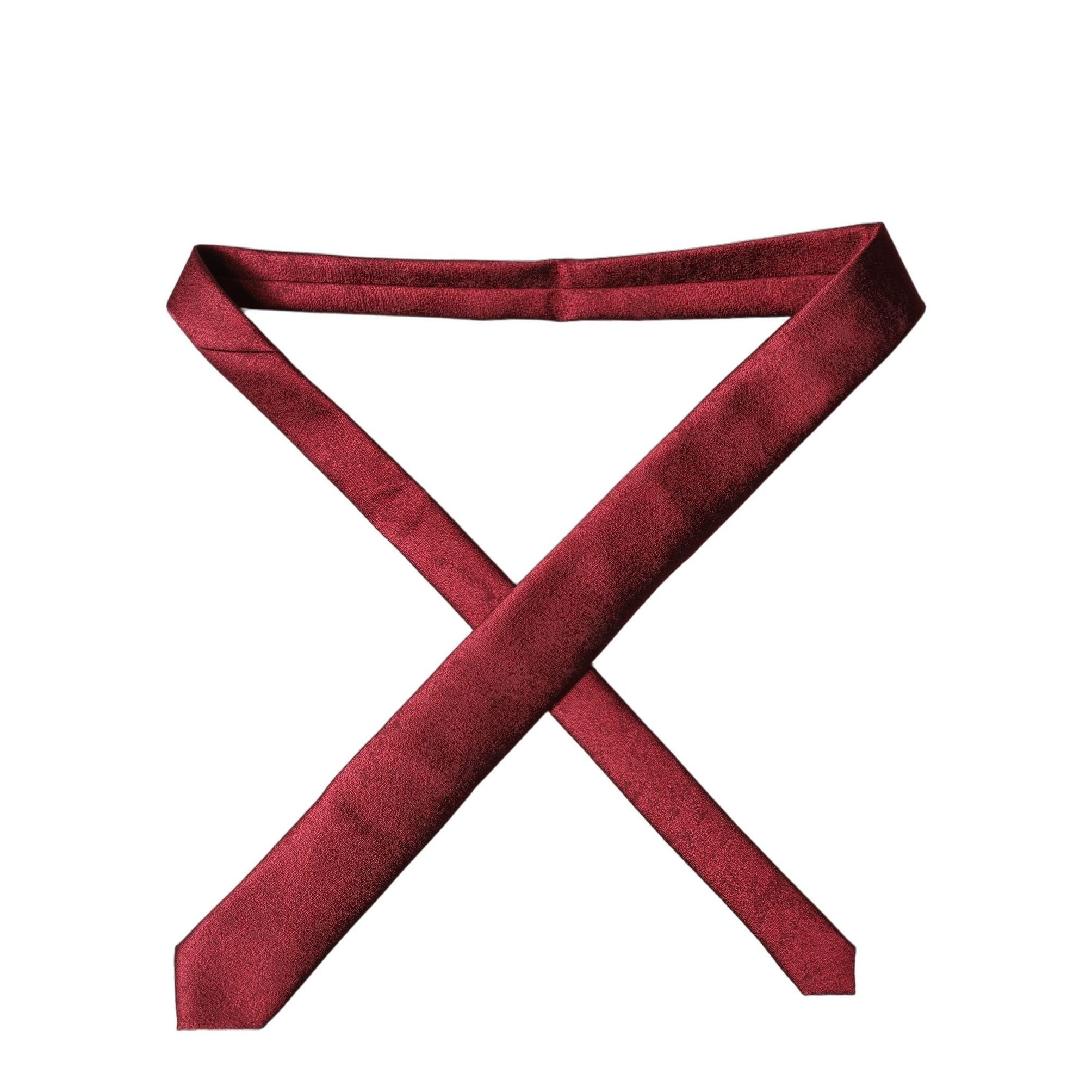 Dolce & Gabbana Burgundy Solid Silk Adjustable Men Tied Necktie Tie