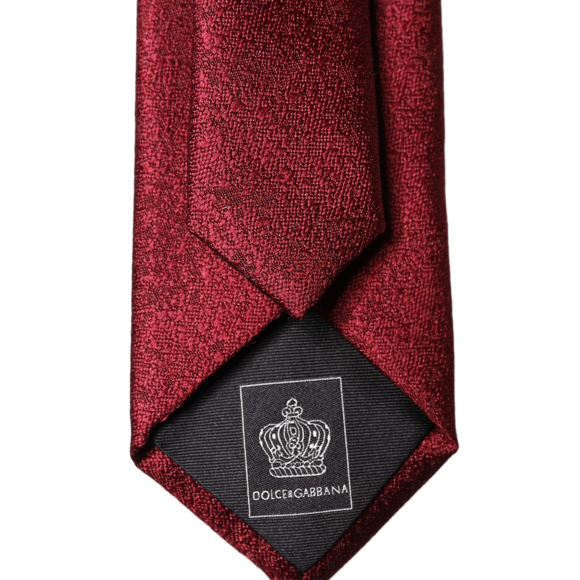 Dolce & Gabbana Burgundy Solid Silk Adjustable Men Tied Necktie Tie
