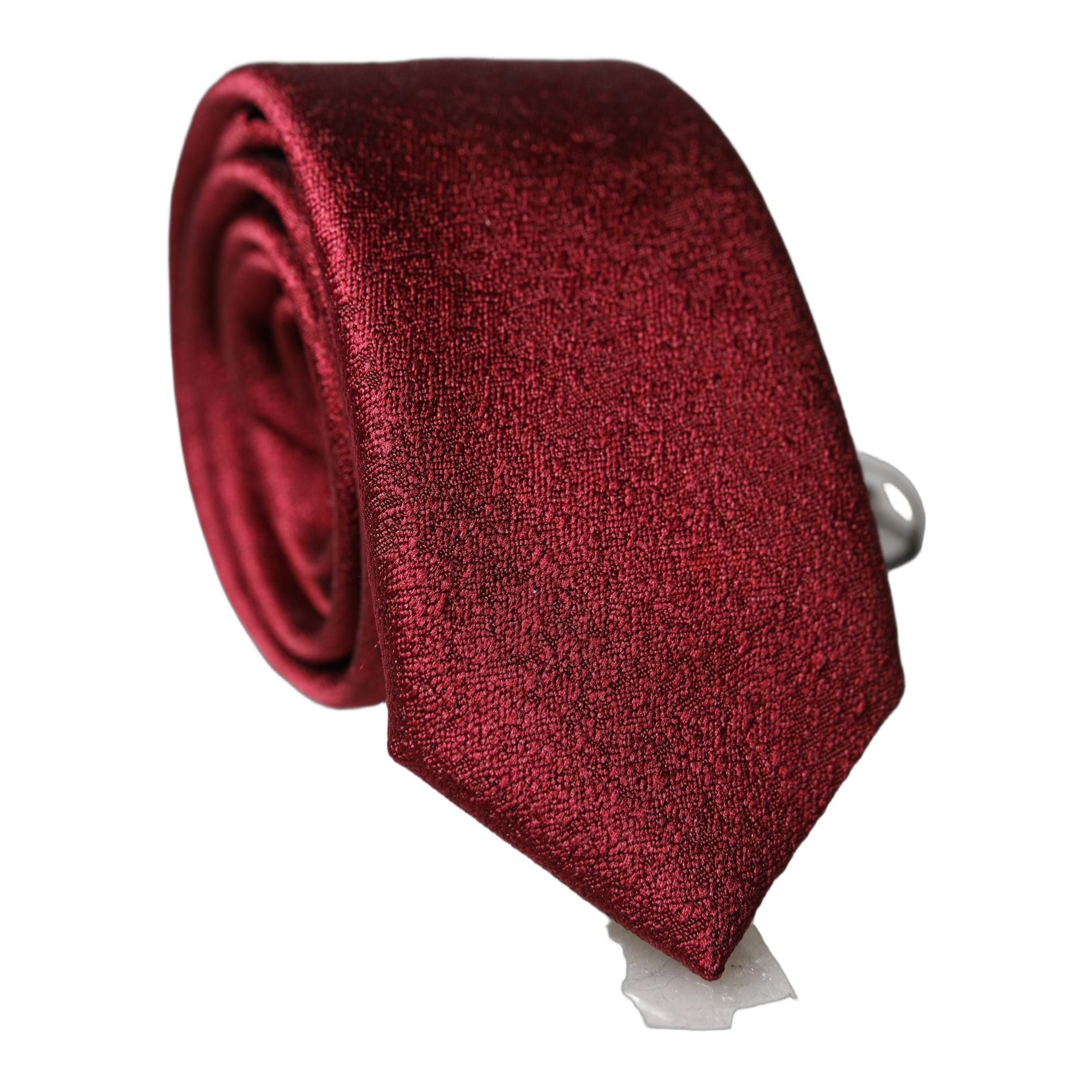 Dolce & Gabbana Burgundy Solid Silk Adjustable Men Tied Necktie Tie