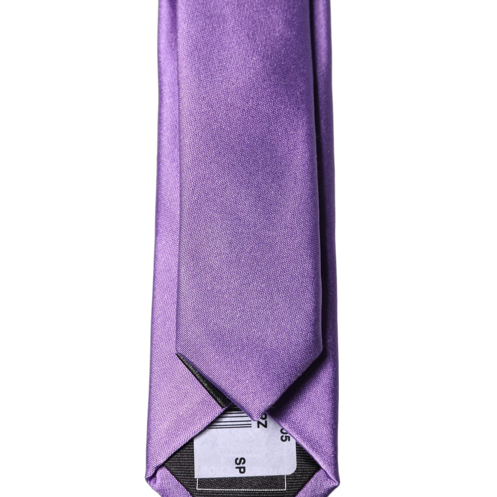 Dolce & Gabbana Purple Solid 100% Silk Adjustable Men Tied Necktie Tie