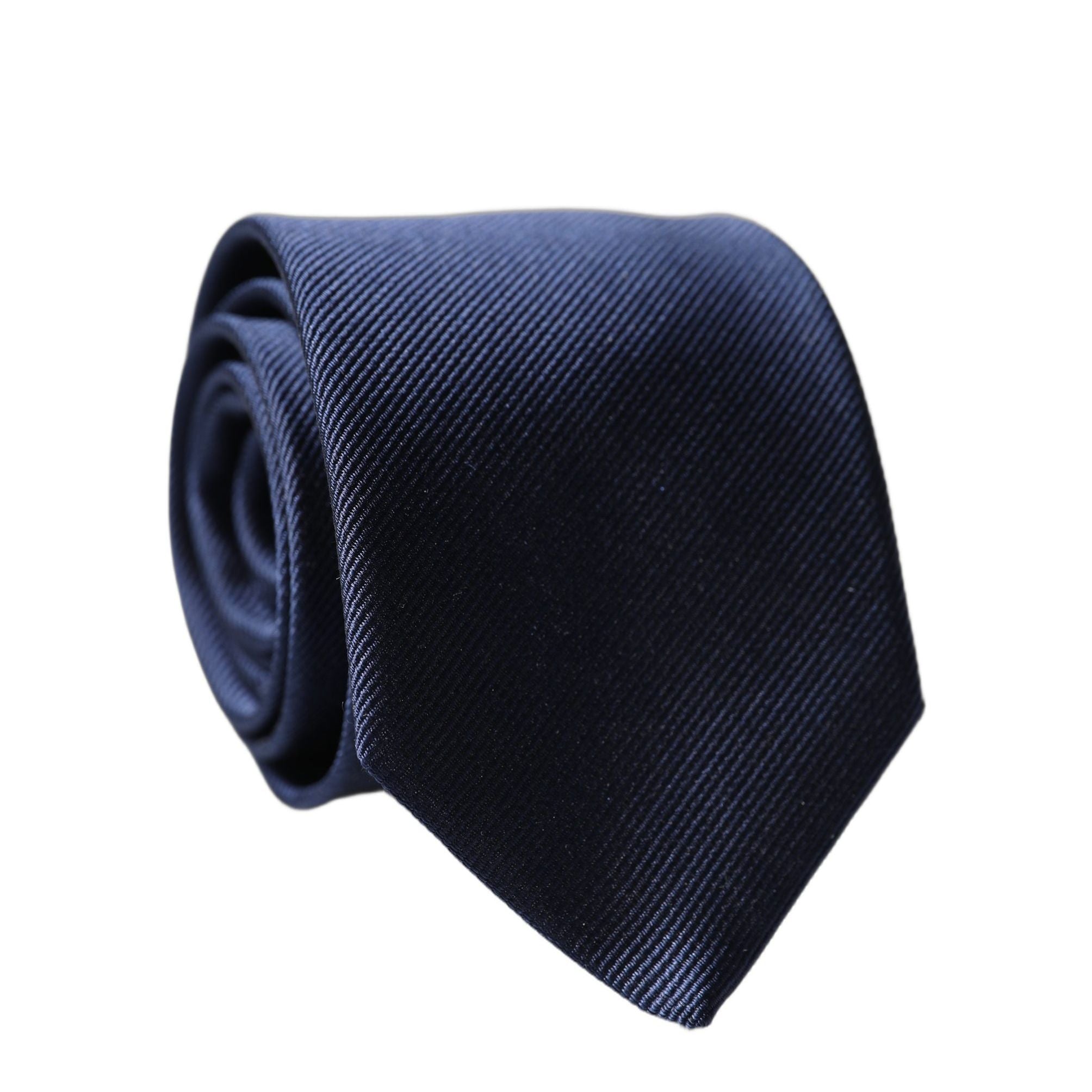Dolce & Gabbana Navy Blue Solid 100% Silk Adjustable Men Necktie Tie