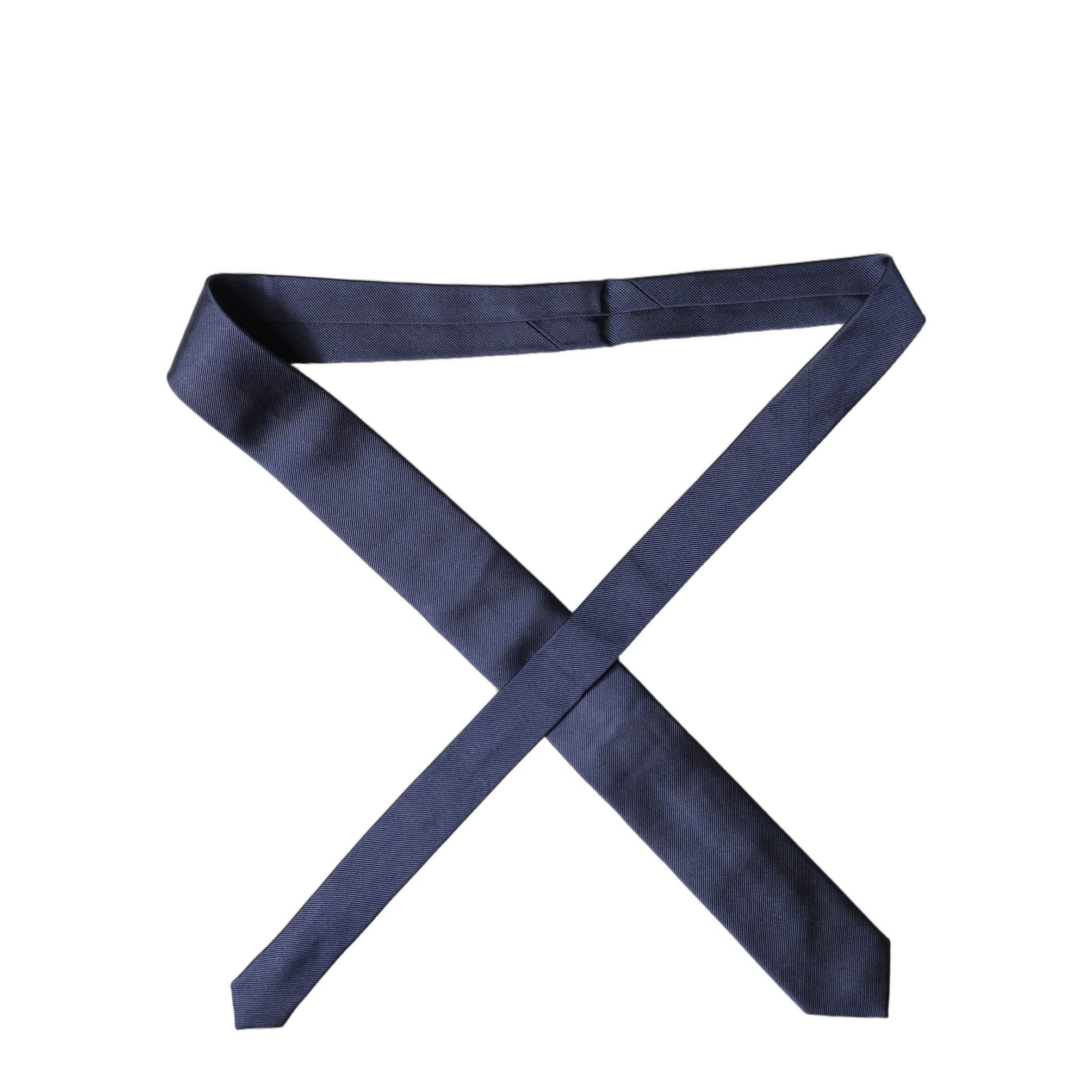 Dolce & Gabbana Navy Blue Solid 100% Silk Adjustable Men Necktie Tie