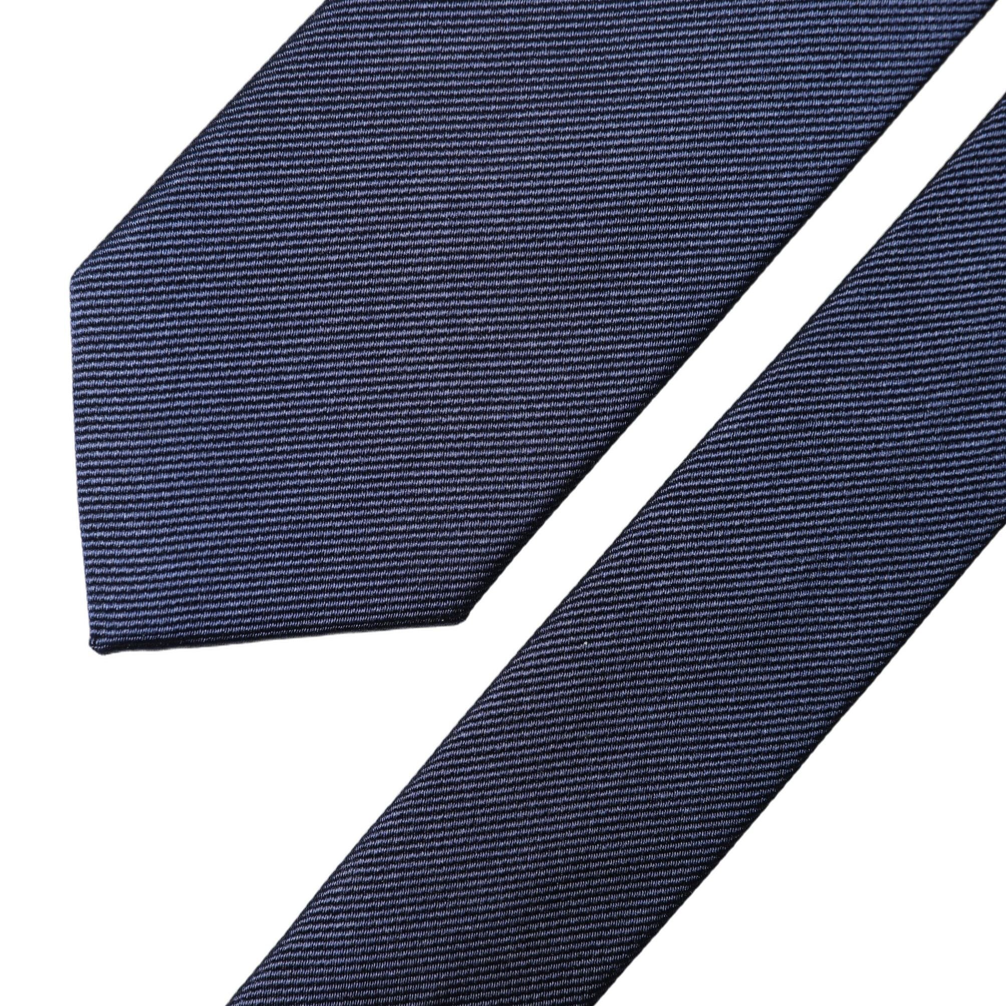 Dolce & Gabbana Navy Blue Solid 100% Silk Adjustable Men Necktie Tie