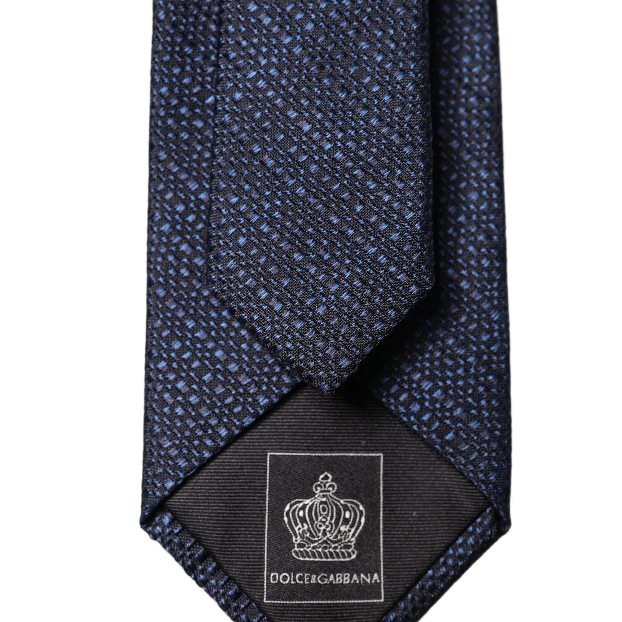 Dolce & Gabbana Navy Blue Textured Silk Adjustable Men Tied Necktie Tie