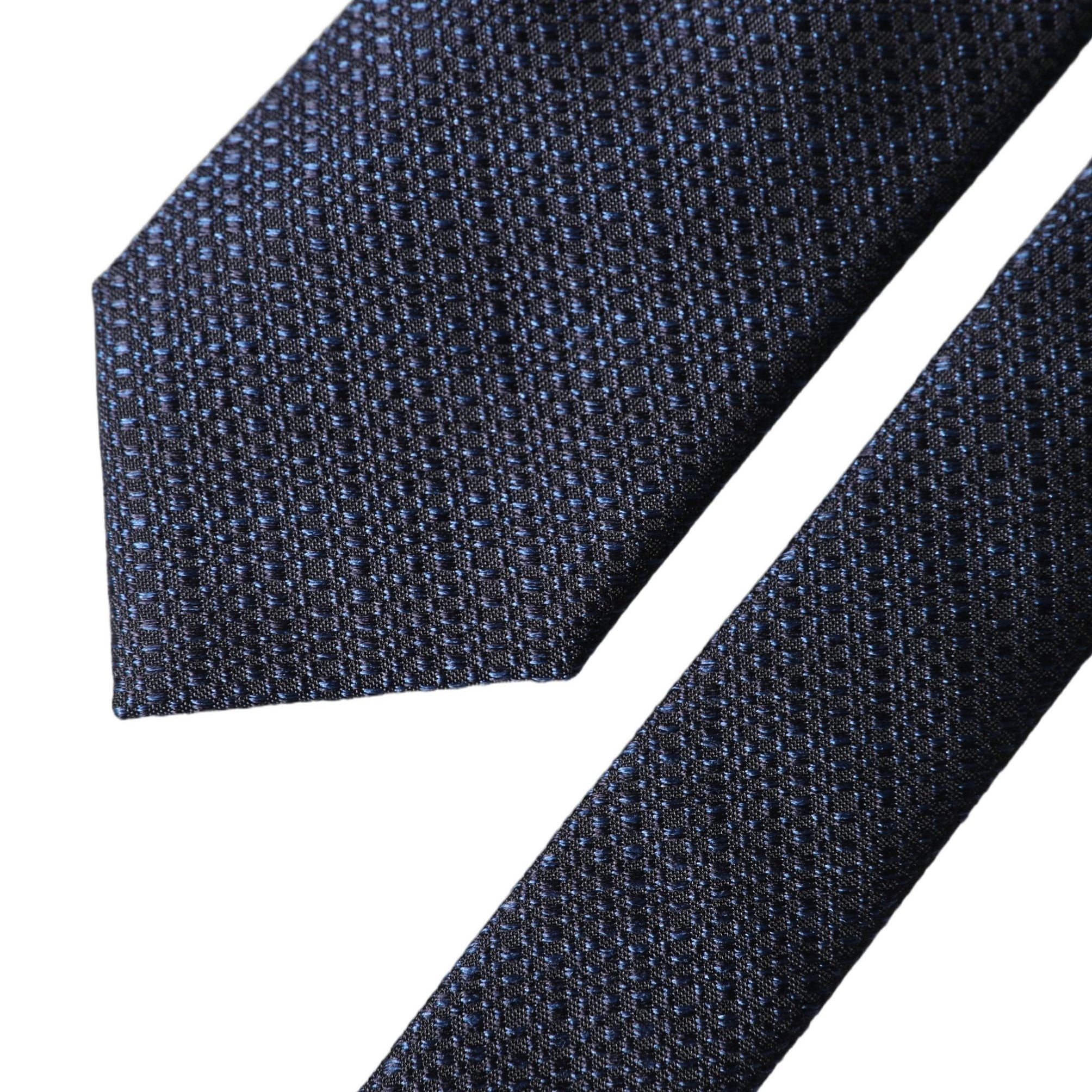 Dolce & Gabbana Navy Blue Textured Silk Adjustable Men Tied Necktie Tie