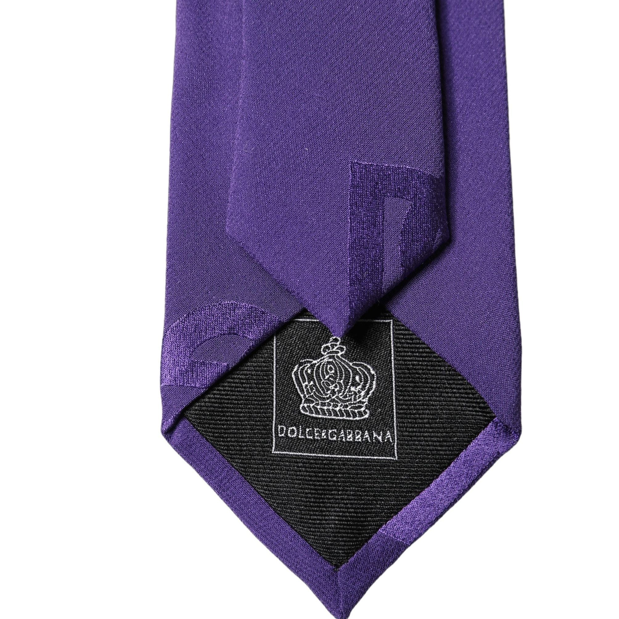 Dolce & Gabbana Purple DG Logo Monogram Silk Adjustable Men Necktie Tie