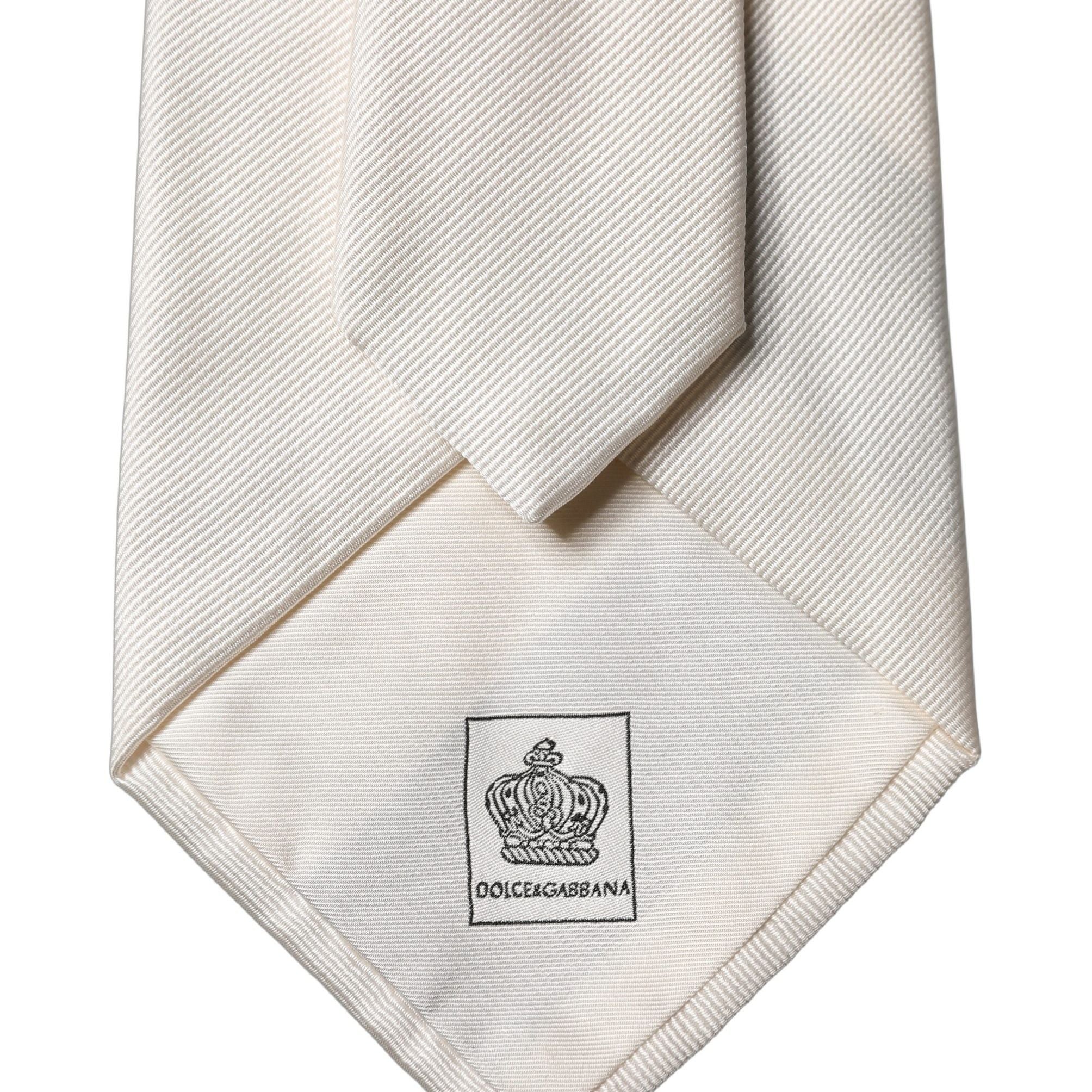 Dolce & Gabbana White Tattoo Floral Silk Adjustable Men Tied Necktie Tie