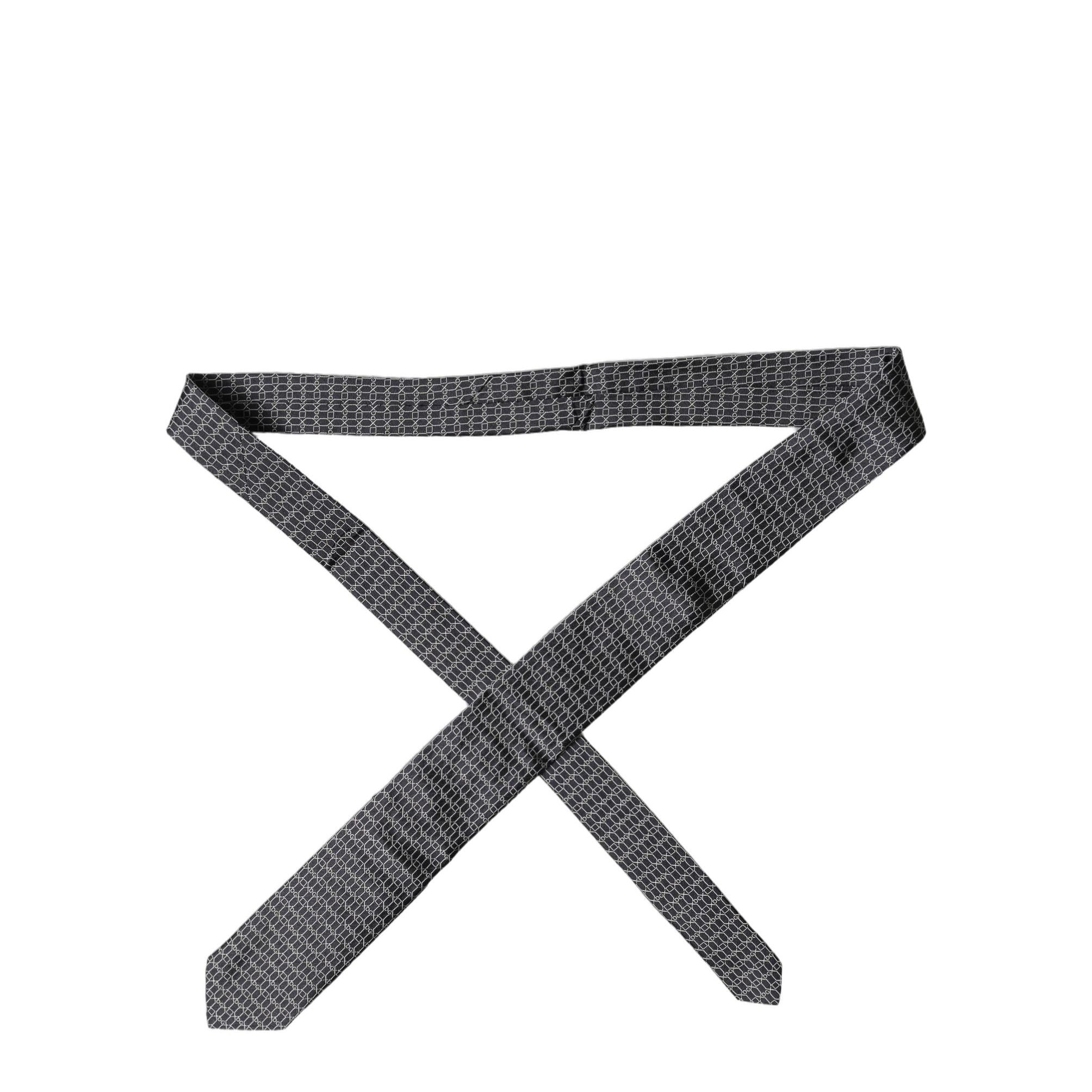 Dolce & Gabbana Black Geometric DG Silk Adjustable Men Tied Necktie Tie