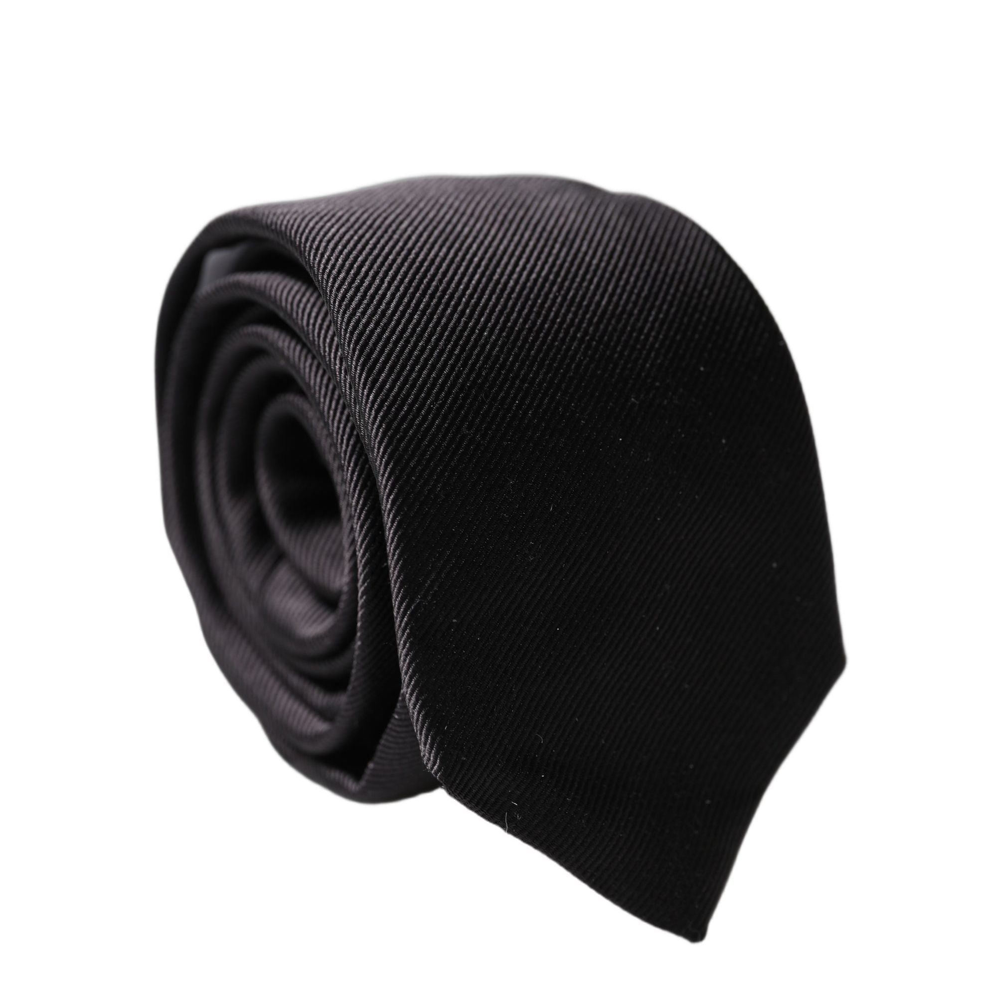 Dolce & Gabbana Black Solid 100% Silk Adjustable Men Tied Necktie Tie