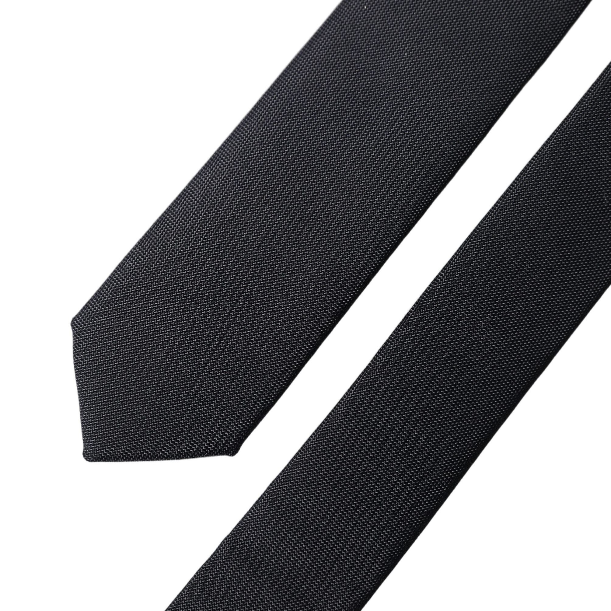Dolce & Gabbana Black Solid 100% Silk Adjustable Men Tied Necktie Tie