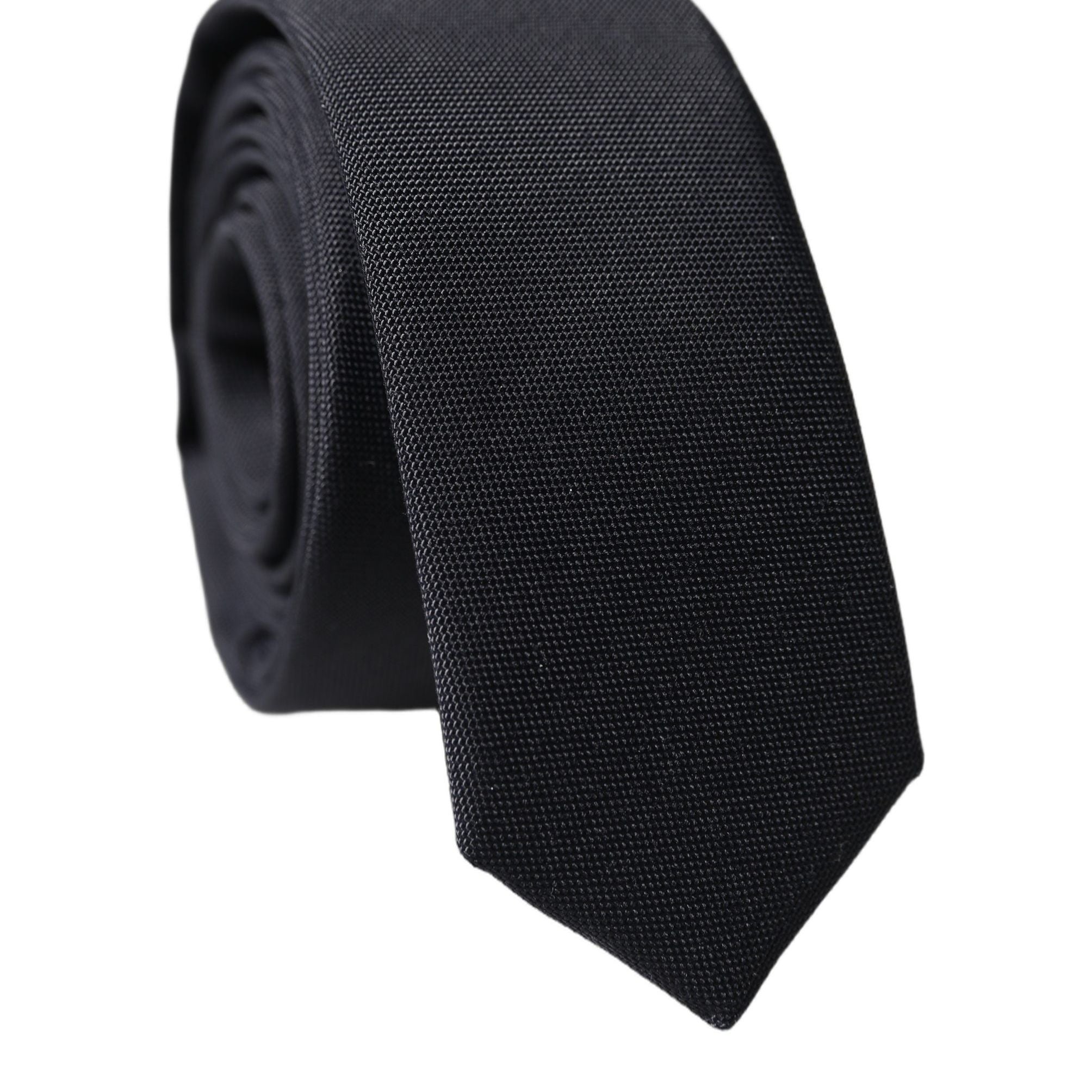 Dolce & Gabbana Black Solid Lamb Leather Adjustable Men Tied Necktie Tie