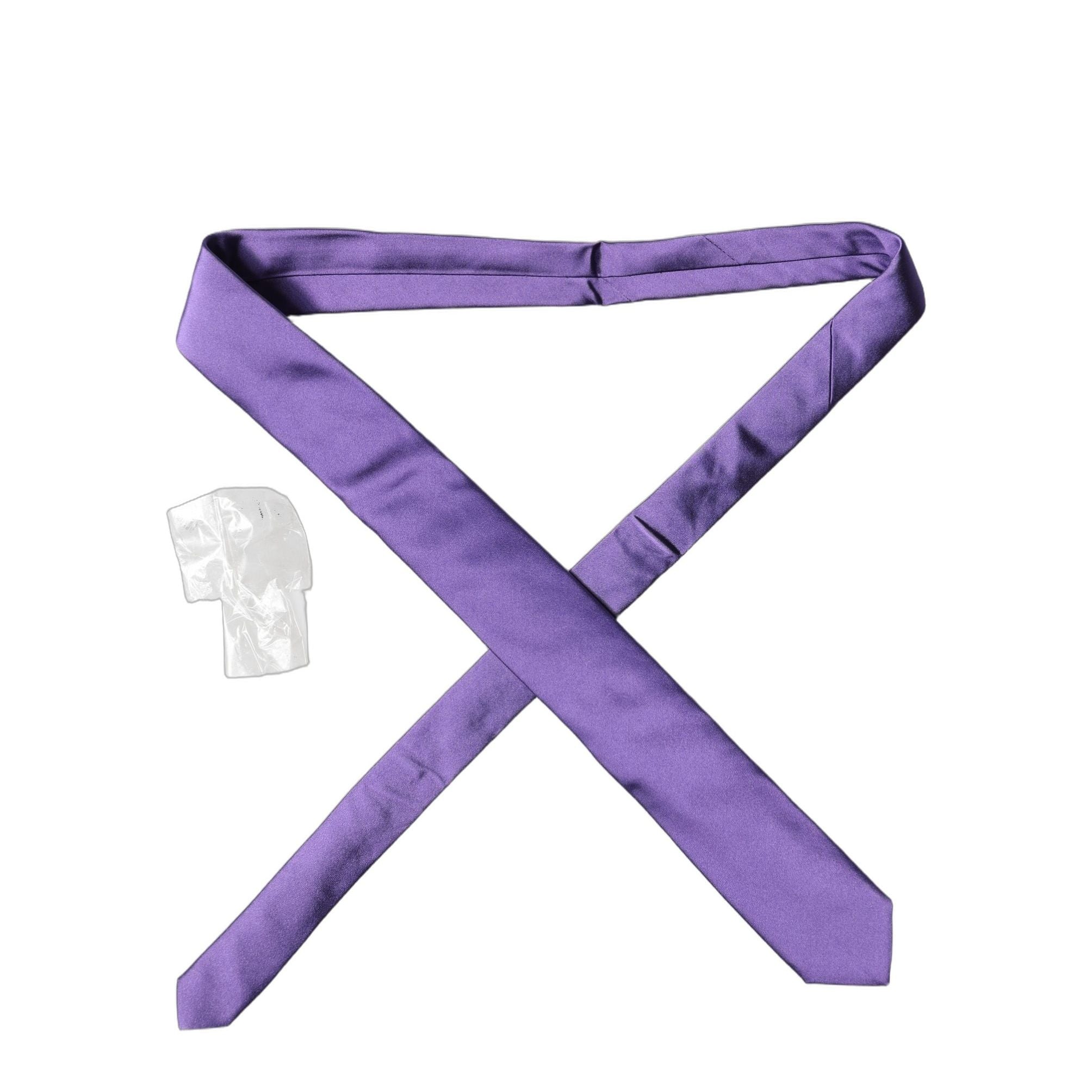Dolce & Gabbana Purple Satin 100% Silk Adjustable Men Tied Necktie Tie