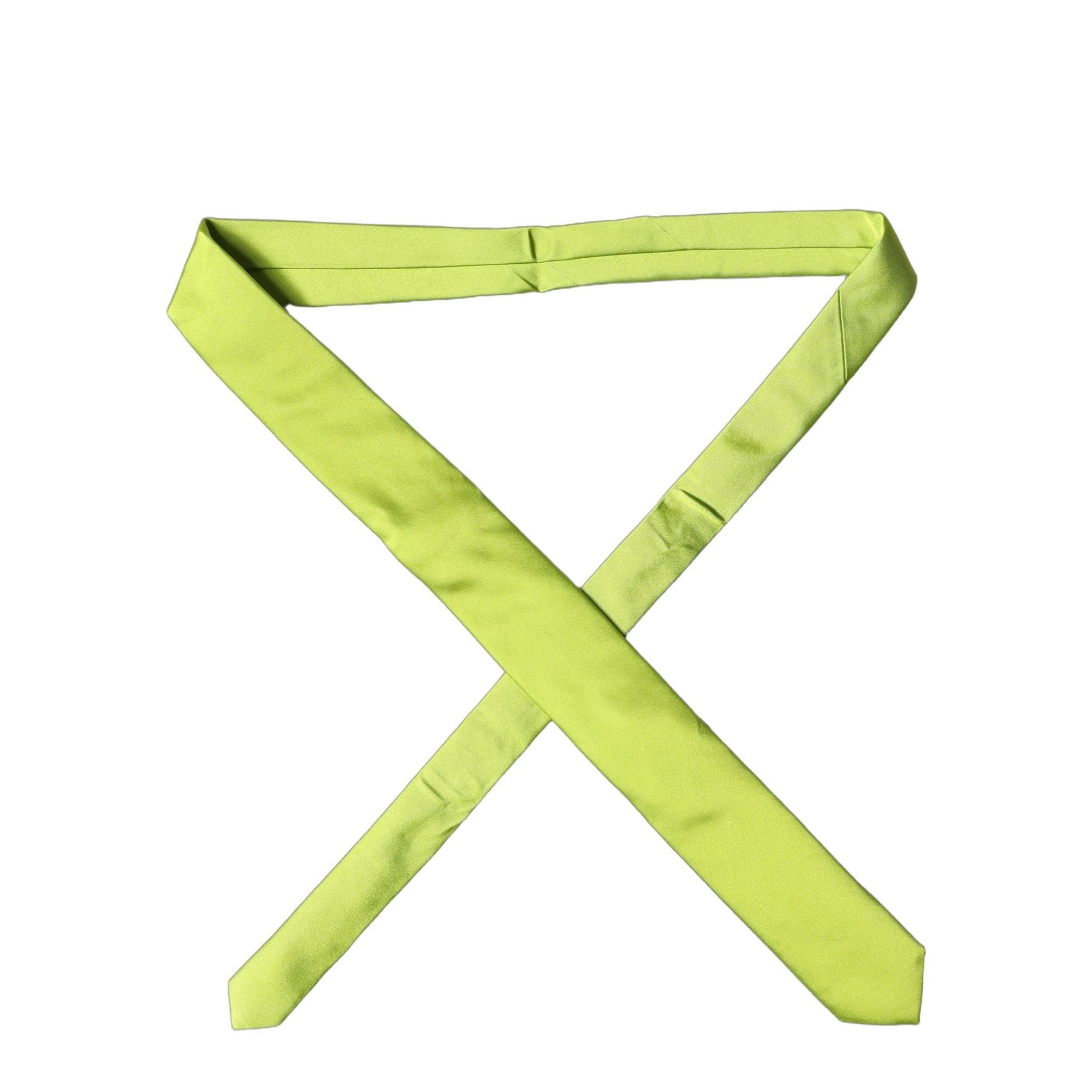 Dolce & Gabbana Neon Green Silk Satin Wide Adjustable Men Necktie Tie