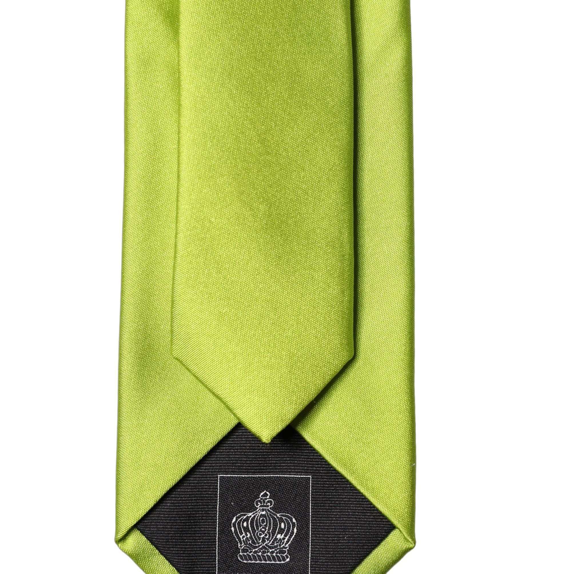 Dolce & Gabbana Neon Green Silk Satin Wide Adjustable Men Necktie Tie