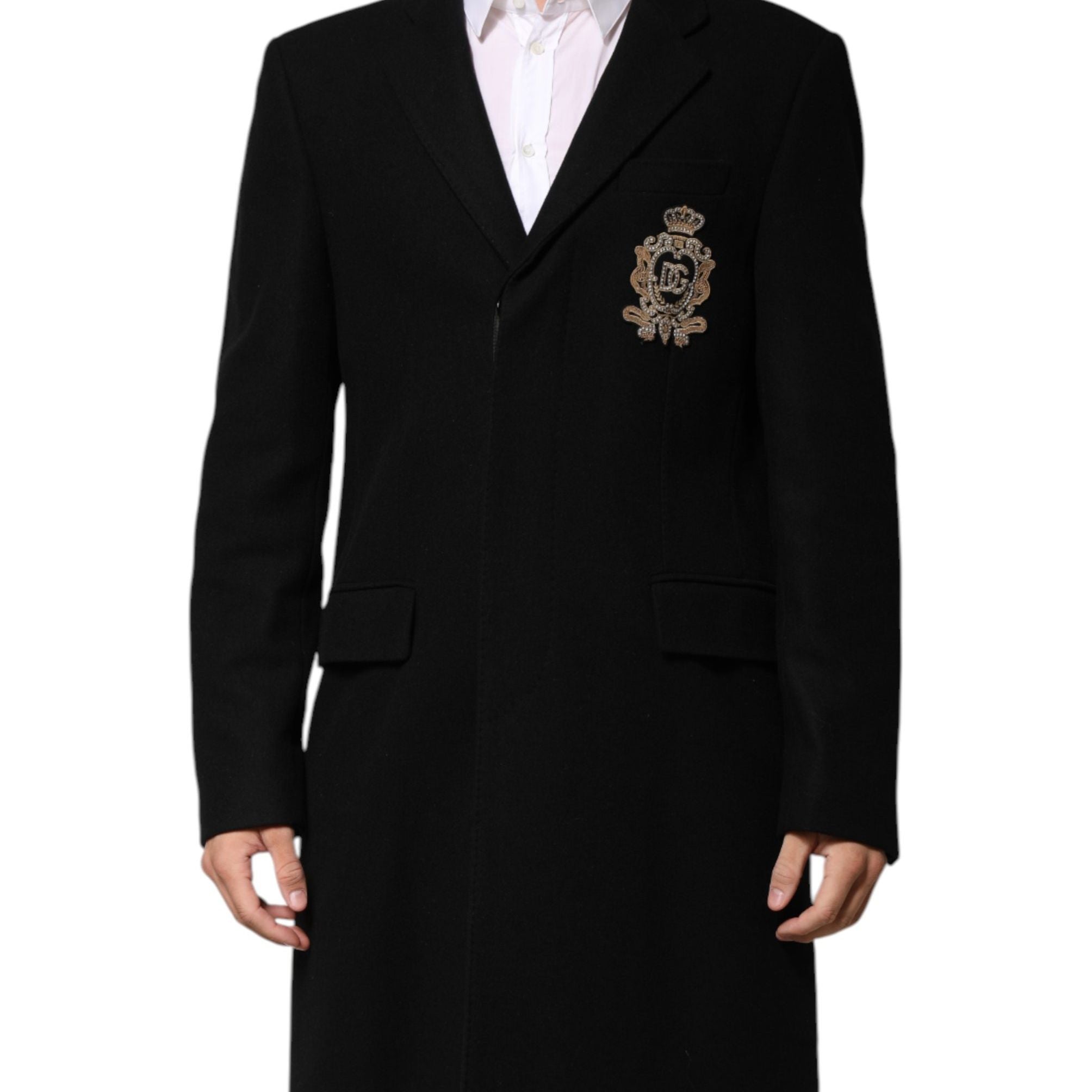 Dolce & Gabbana Black Heraldic Patch Single Breasted Jacket