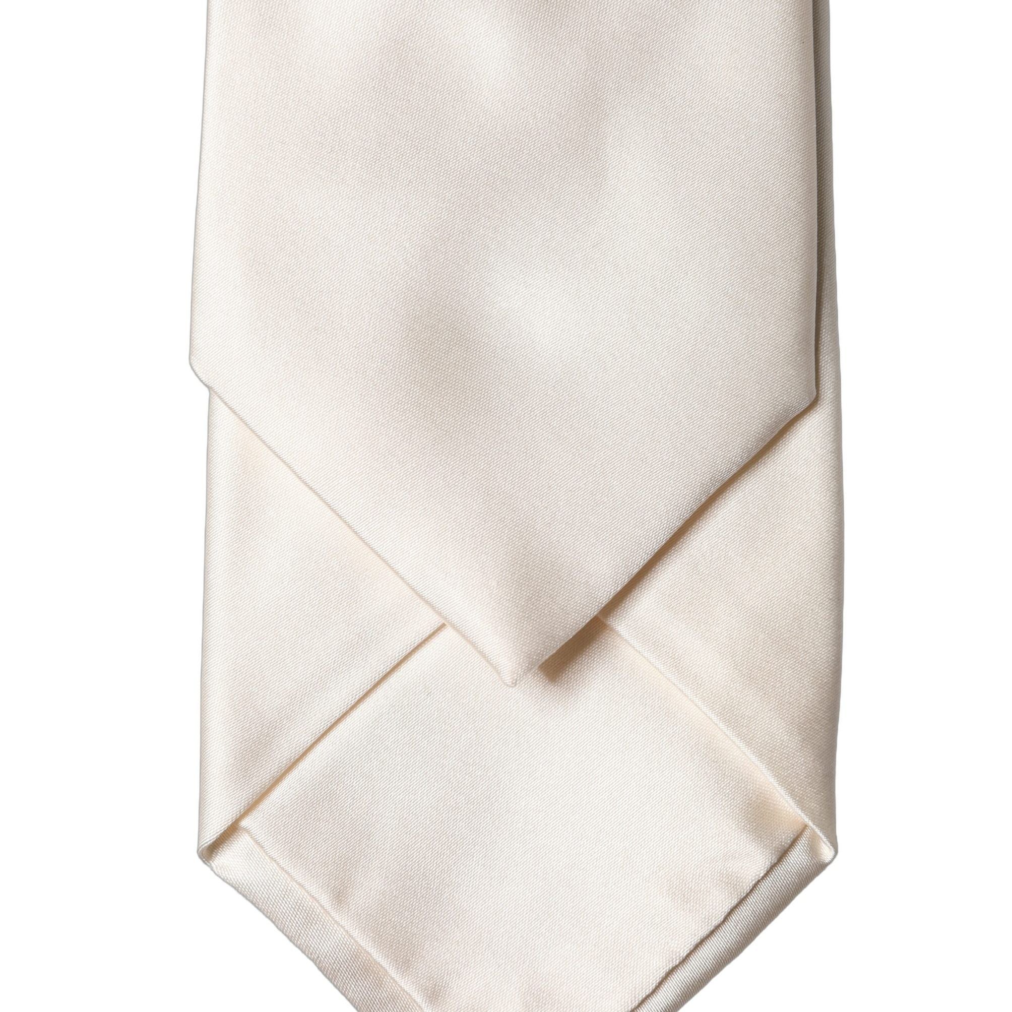 Dolce & Gabbana Off White Satin Silk Adjustable Women Tied Necktie Tie