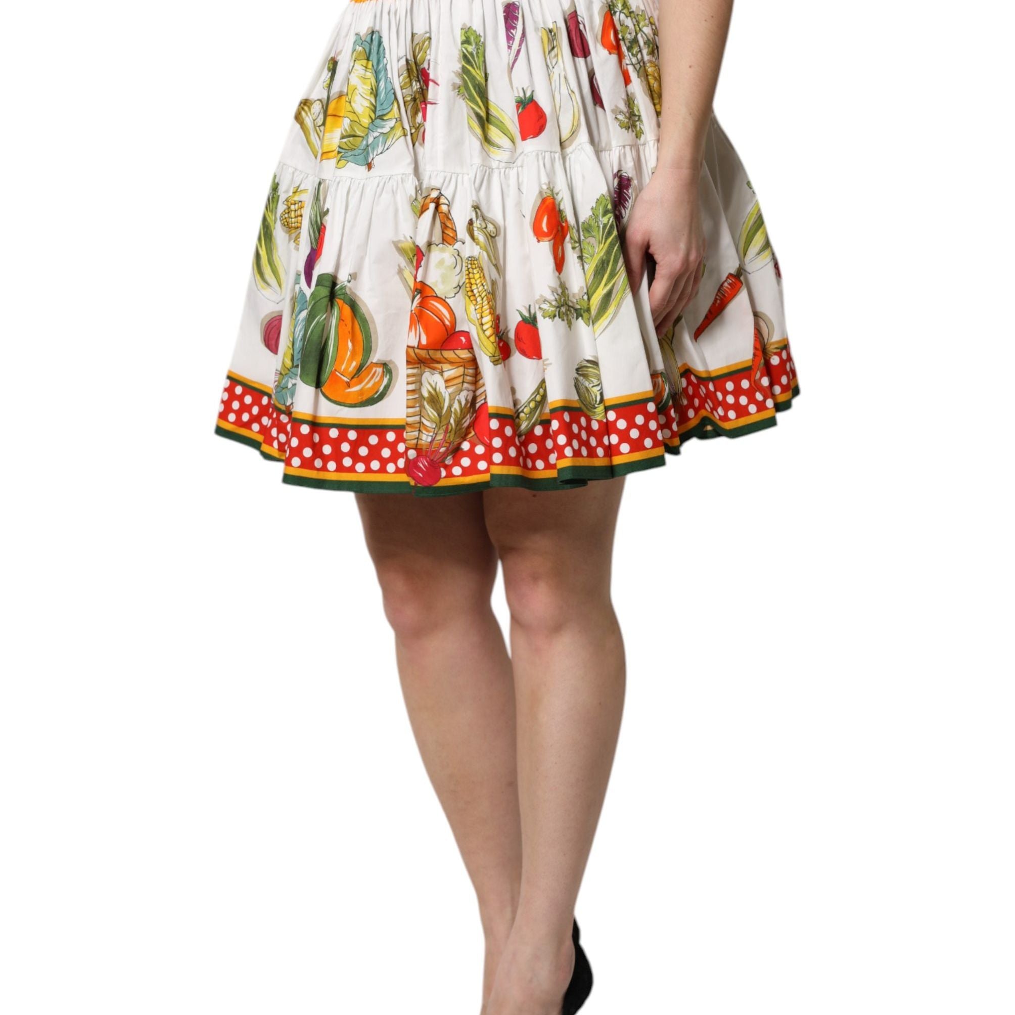 Dolce & Gabbana Multicolor Vegetable Print Short Poplin Mini Skirt