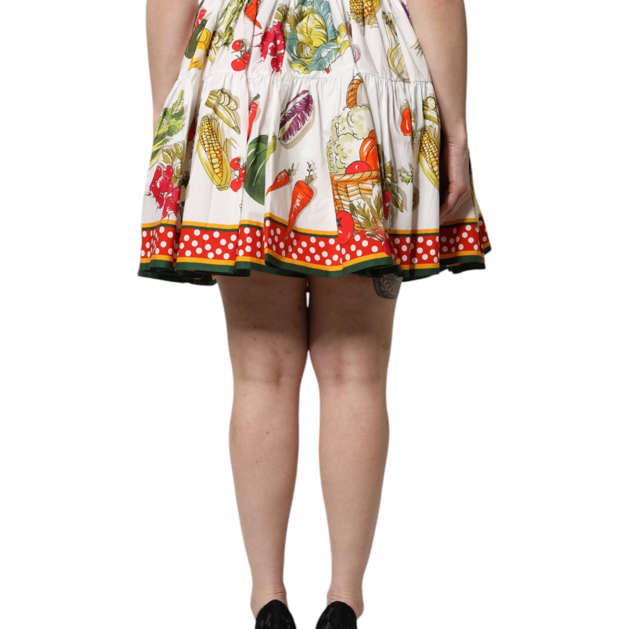 Dolce & Gabbana Multicolor Vegetable Print Short Poplin Mini Skirt
