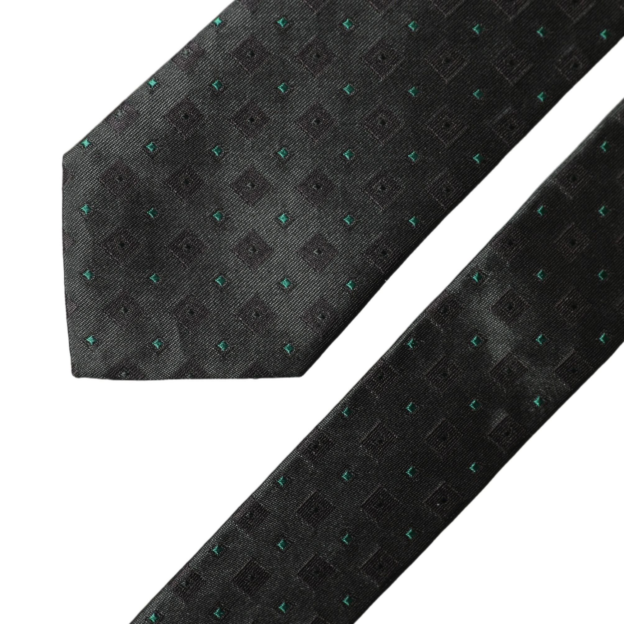 Dolce & Gabbana Black Geometric Silk Adjustable Men Tied Necktie Tie