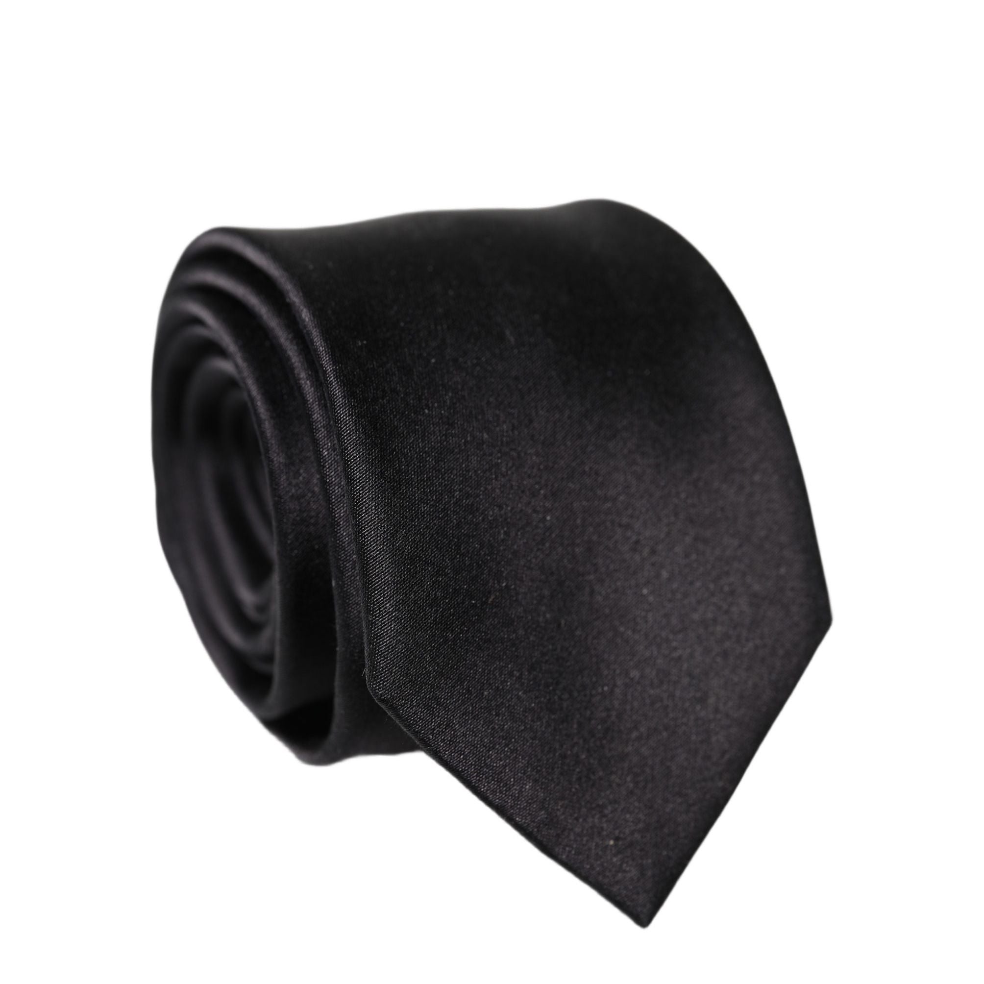 Dolce & Gabbana Black Solid Silk Satin Wide Adjustable Men Necktie Tie