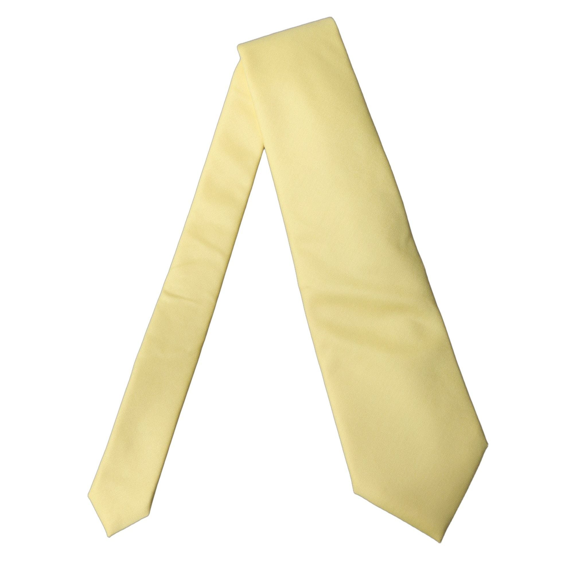 Dolce & Gabbana Yellow Solid Satin Silk Adjustable Women Tied Necktie Tie