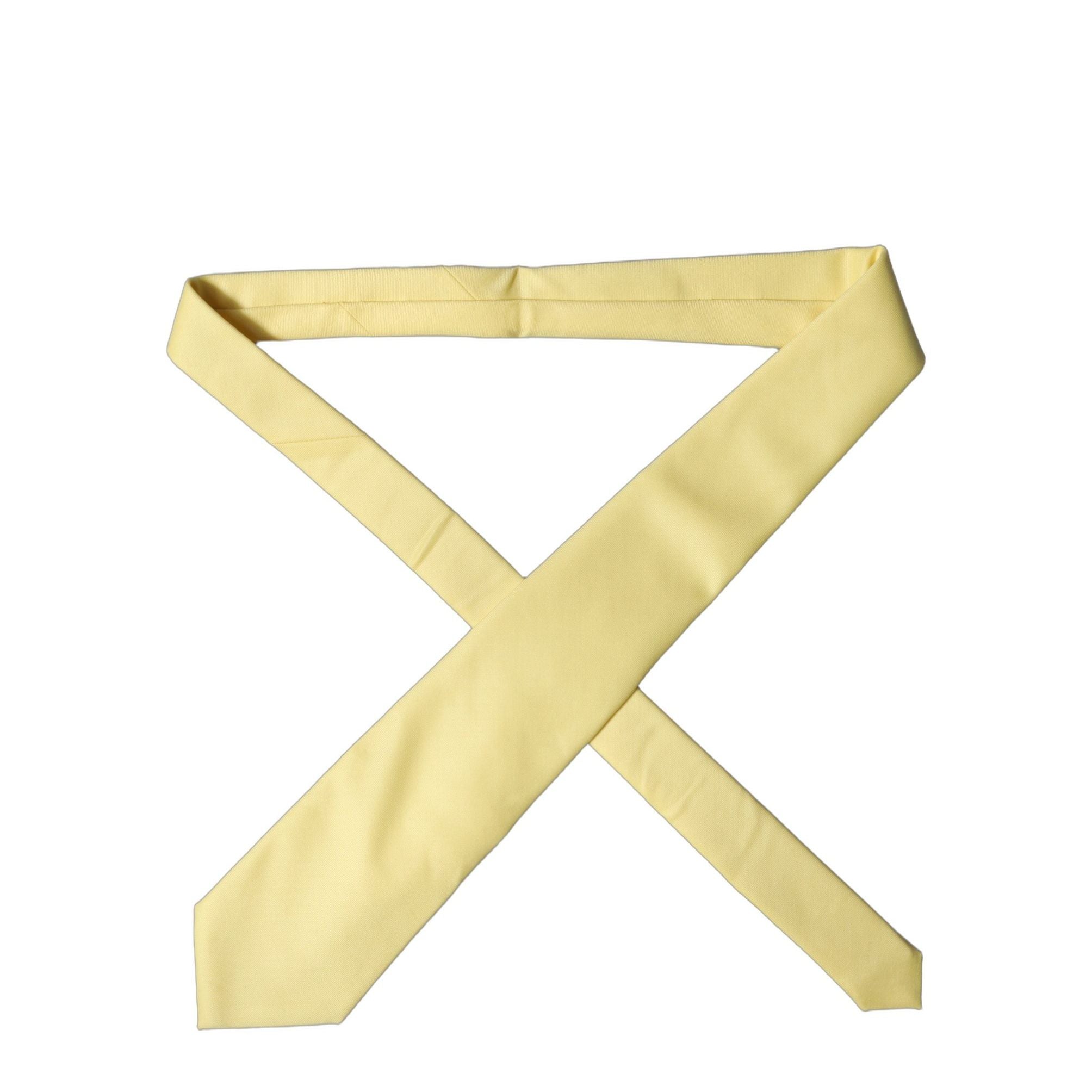 Dolce & Gabbana Yellow Solid Satin Silk Adjustable Women Tied Necktie Tie