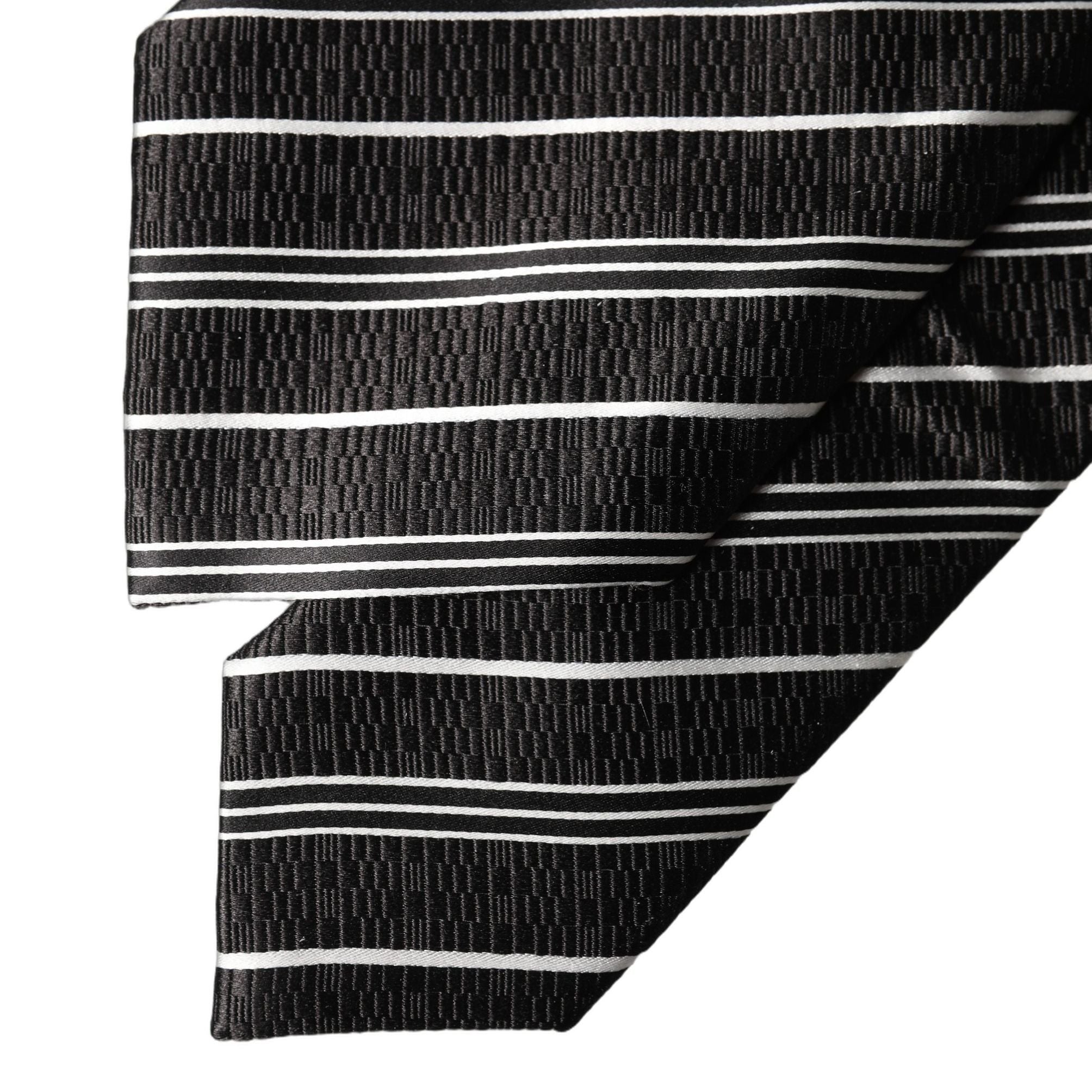 Dolce & Gabbana Black White Stripes Silk Adjustable Women Necktie Tie